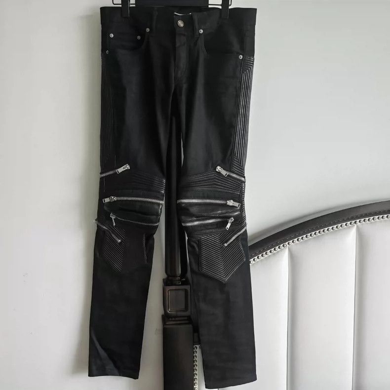Saint Laurent Paris Motorcycle zipper patchwork jeans-2507