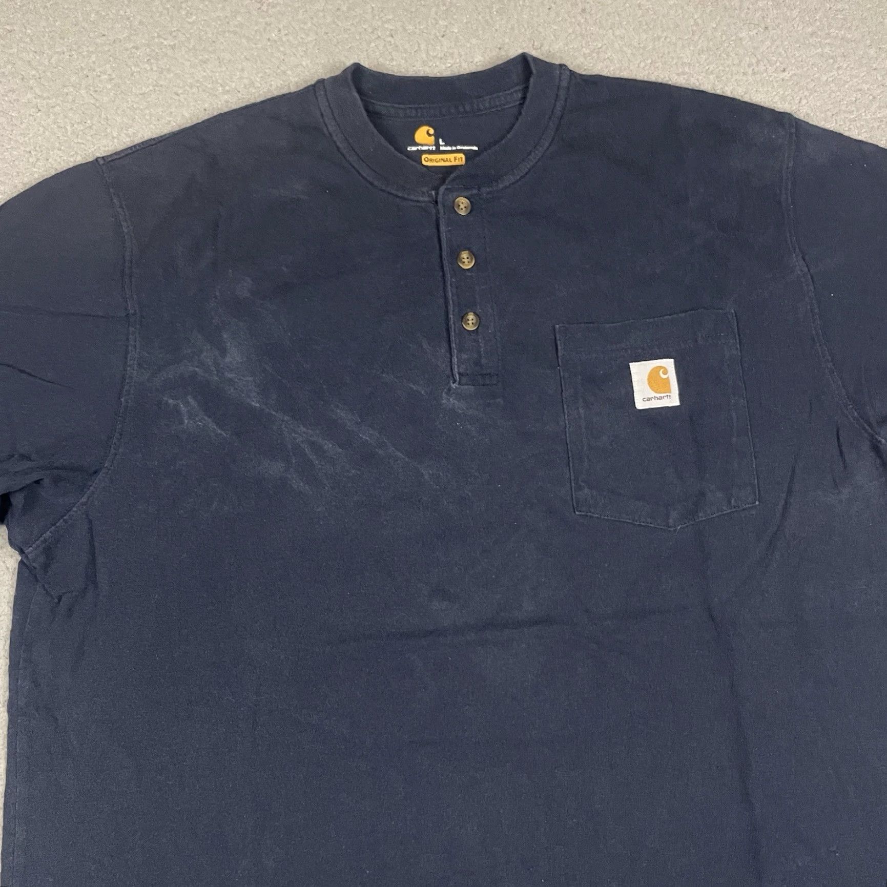 Carhartt Carhartt T Shirt Adult L Blue Short Sleeve Button Up Pocket Logo Distressed 90s Classic Dad Hipster Basic All Seasons One Pocket Tee Men Mens Size US L / EU 52-54 / 3 - 2 Thumbnail