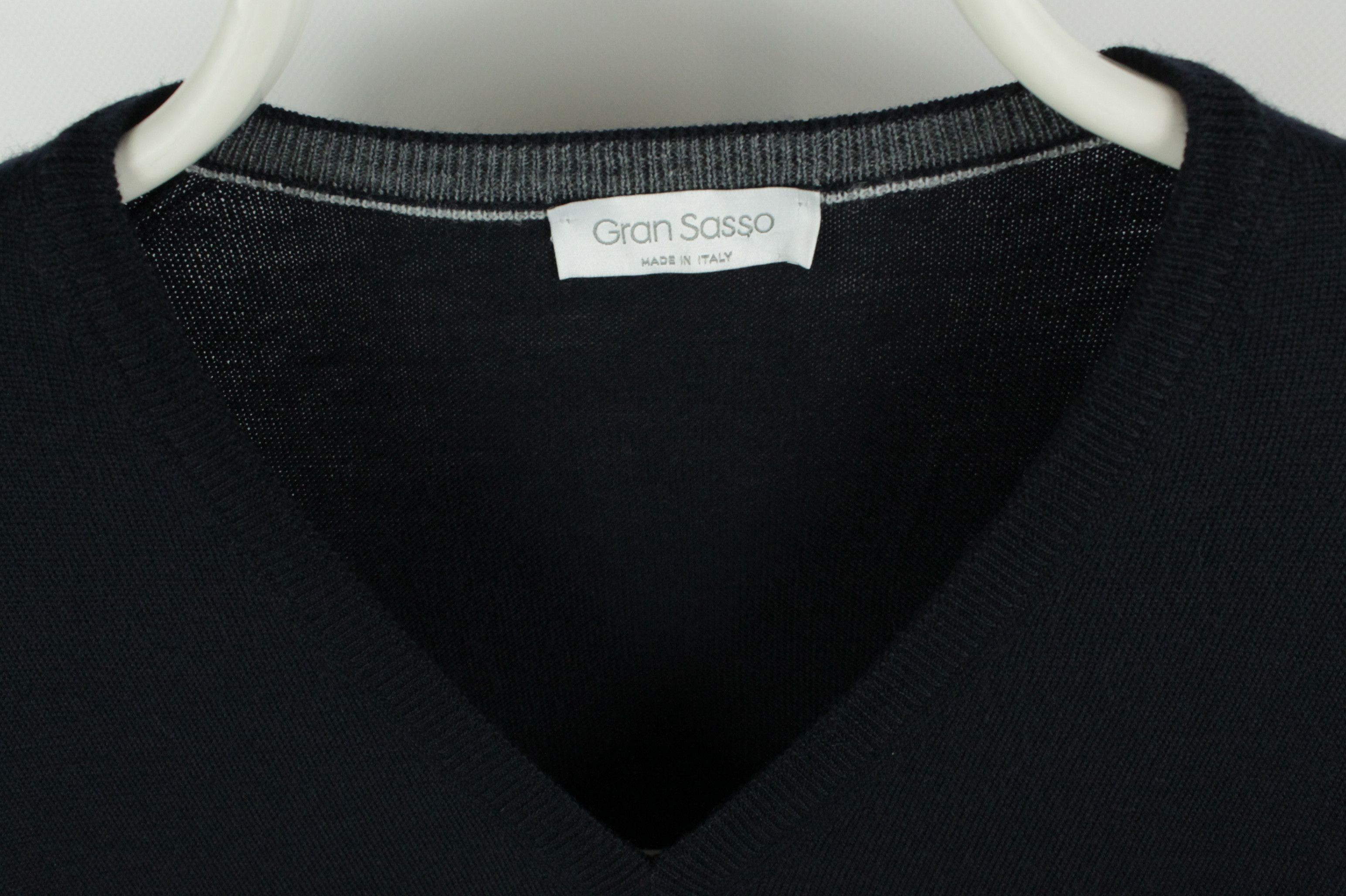 Gran Sasso Gran Sasso V-Neck Navy Knit Wool Sweater Pullover Men's Size US XL / EU 56 / 4 - 3 Thumbnail