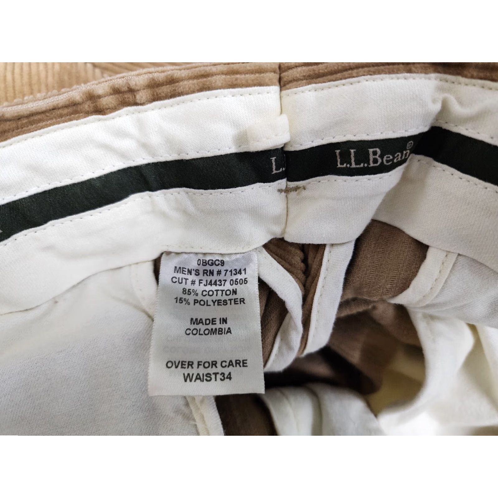 Vintage LL Bean Classic Fit Pants Mens 34 X 28 Corduroy Brown Straight Leg Chino Pockets Seasonal Fall Spring Summer Winter Regular Mens Size US 34 / EU 50 - 7 Thumbnail
