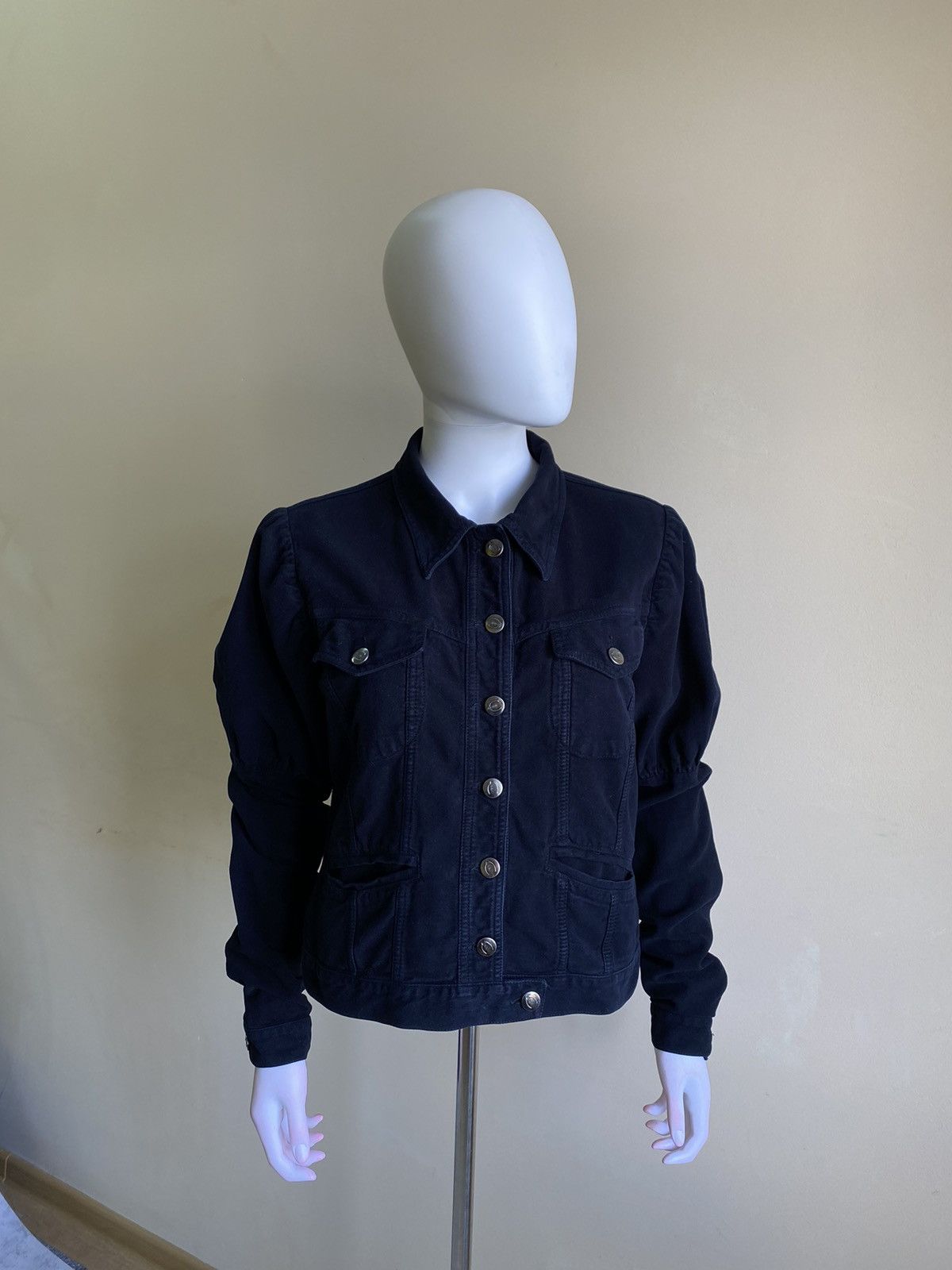 Just Cavalli Just Cavalli Velour Dark Blue Button Up Jacket Size S-M Size S / US 4 / IT 40 - 2 Thumbnail