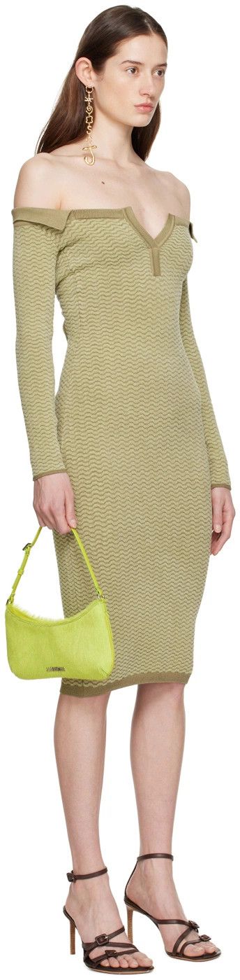 Jacquemus o1mle0325 La Robe Maille Pampero Dress in Green Size S / US 4 / IT 40 - 2 Thumbnail