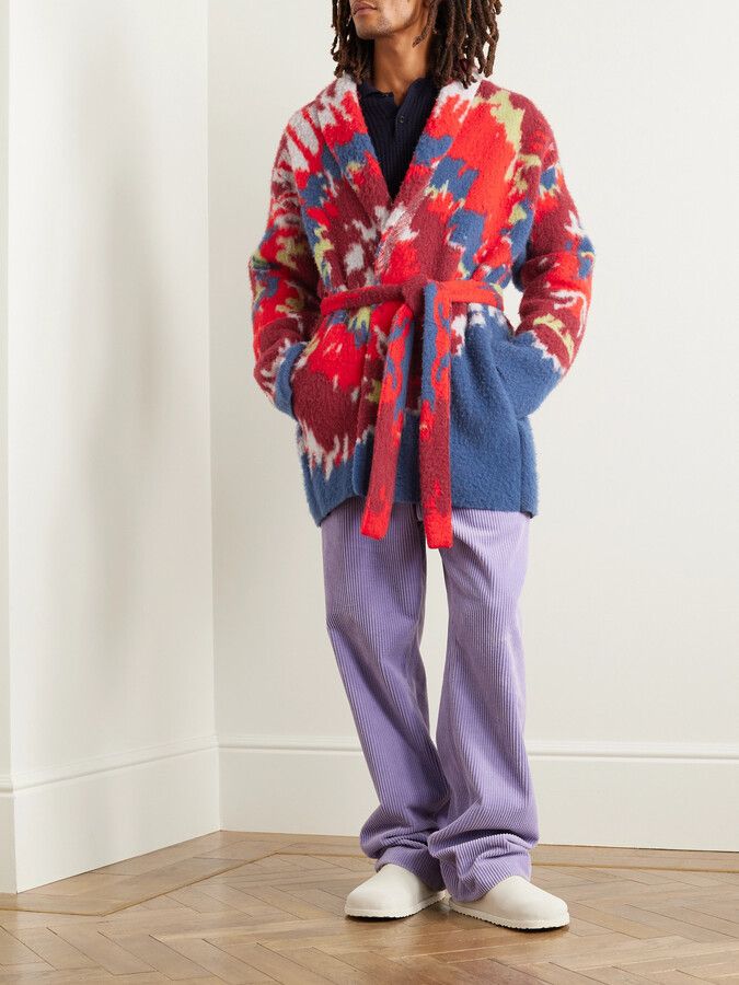 The Elder Statesman o1tko10426 Shawl-collar Jacquard-knit Tie-dye Cardigan Size US M / EU 48-50 / 2 - 2 Thumbnail