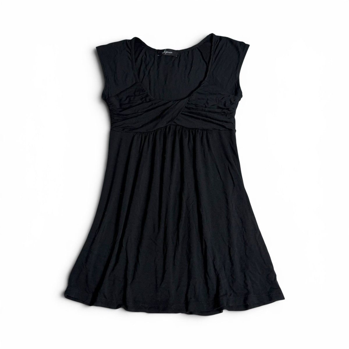 Other Soprano Ruched Empire Waist Black Flowy Top w/ Cap Sleeves Size XS / US 0-2 / IT 36-38 - 1 Thumbnail