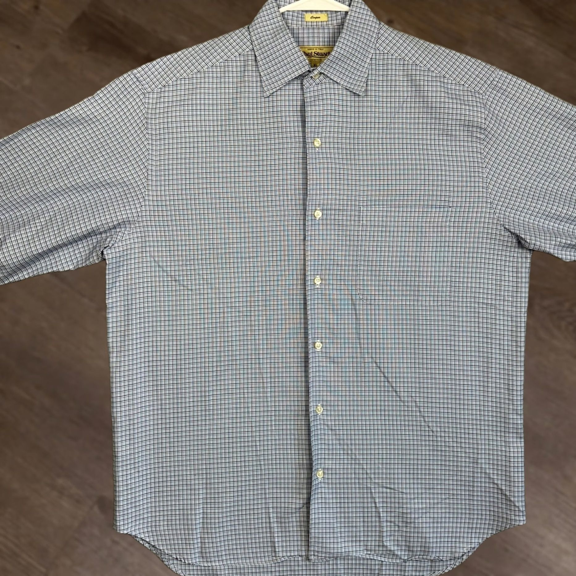 Paul Stuart VINTAGE Paul Stuart Shirt Mens XL Blue White Cooper Button Up Houndstooth Made In Italy Size US XL / EU 56 / 4 - 1 Thumbnail