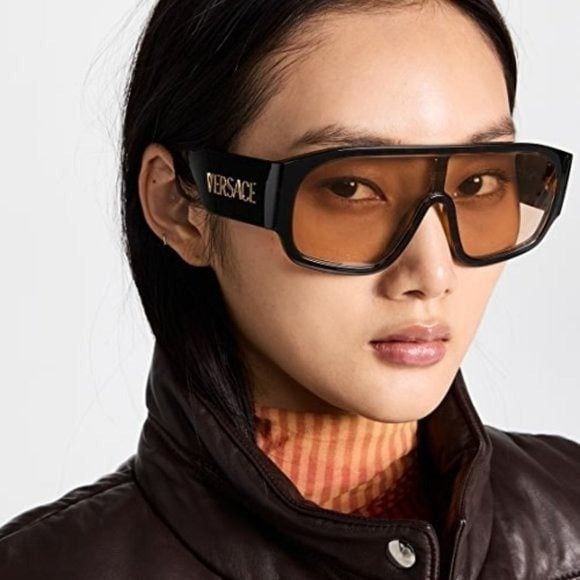 image of New Versace Ve4439 108/73 Sunglasses in Brown, Women's