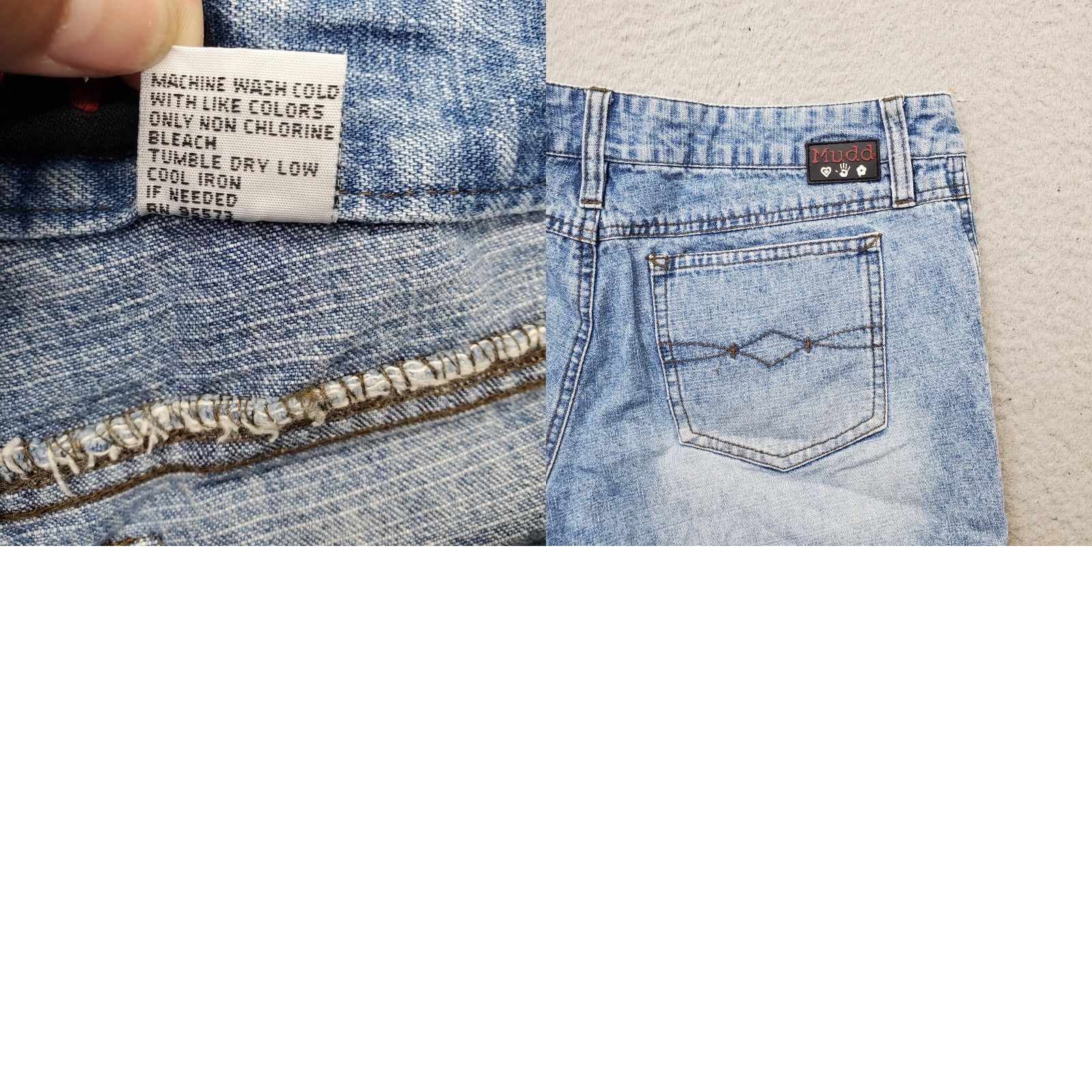 Vintage Mudd Womens 11 Blue Denim Mini Shorts 5-Pocket Design Ankle Slit Medium Wash Jeans Shorts Women’s Size 11 Size 32" / US 10 / IT 46 - 8 Thumbnail