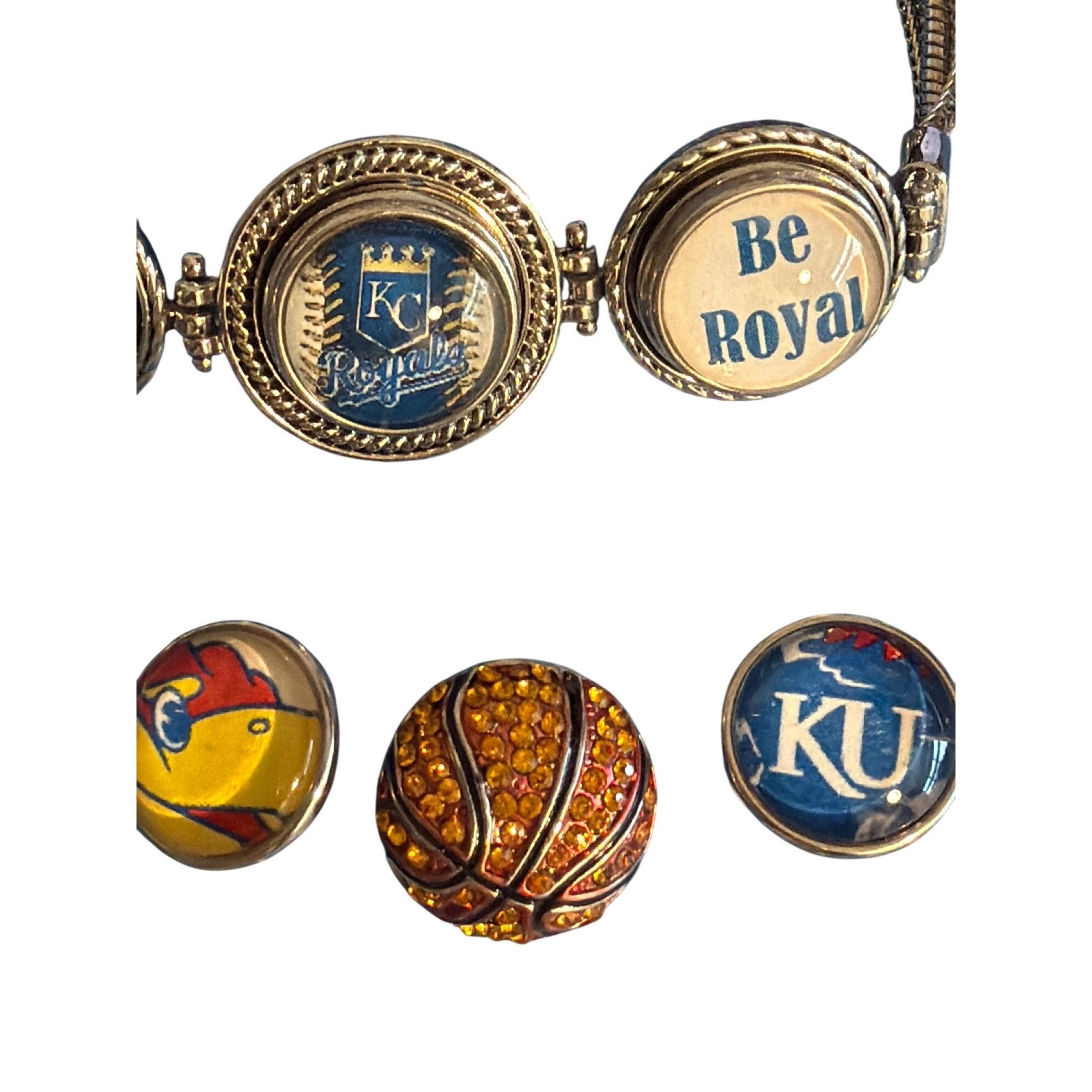 Other Silver Tone Snap Charm Bracelet Kansas City Royals Baseball Size ONE SIZE - 2 Thumbnail