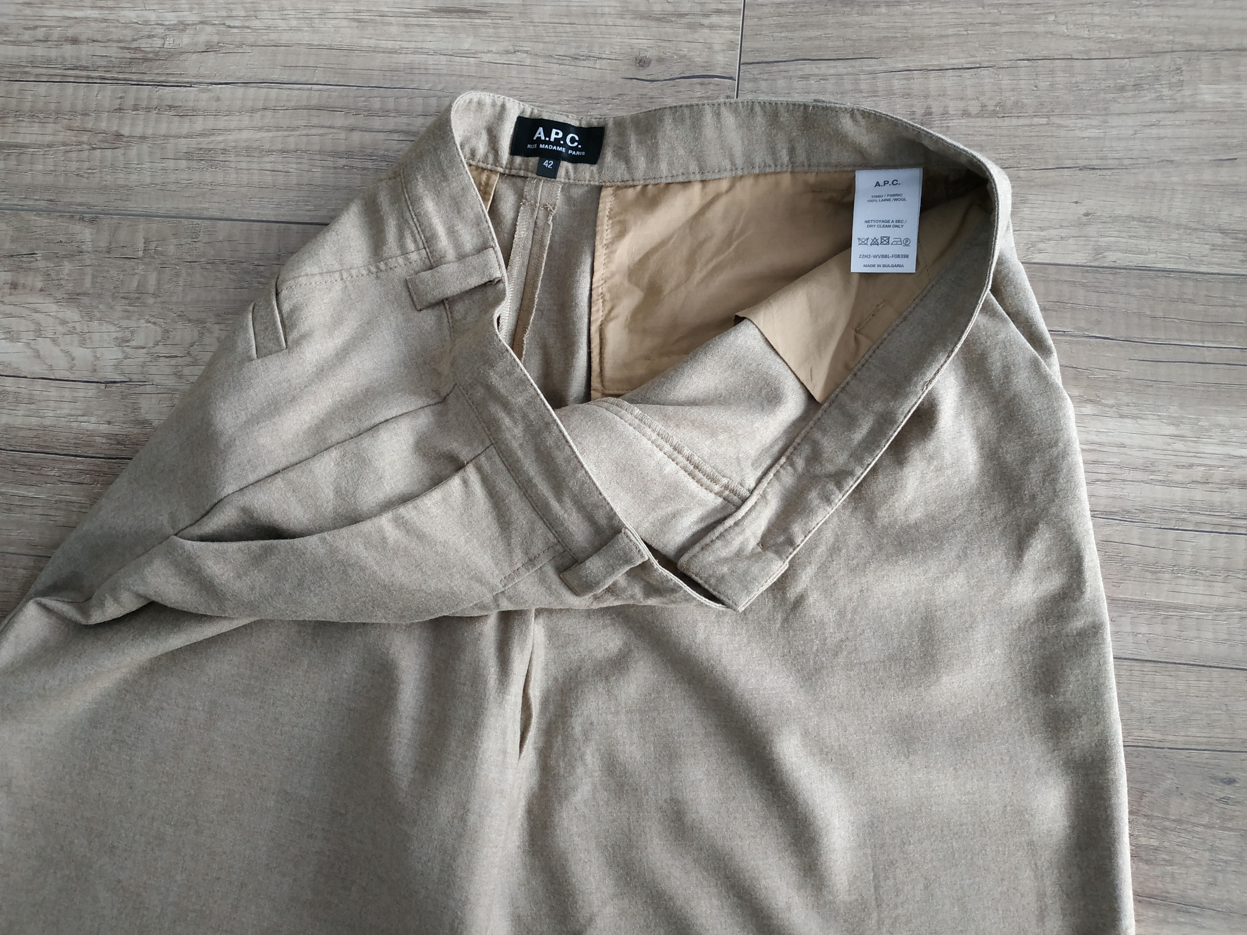 A.P.C. × Designer A.P.C. Paris Women's Wool Beige Chino Pants, s. 42 (XL) Size 30" / US 8 / IT 44 - 6 Thumbnail