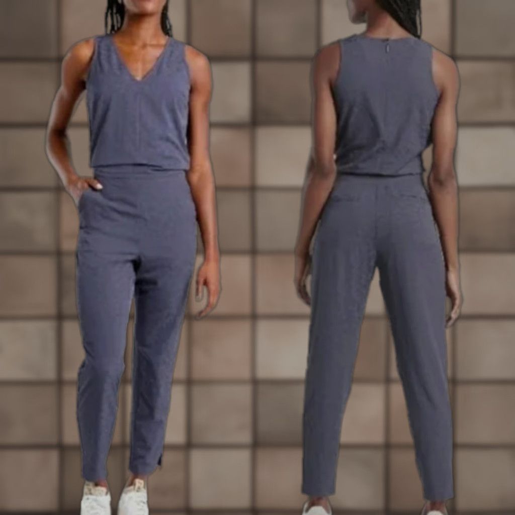 Athleta Athleta Jumpsuit |8| Brooklyn Textured Sleeveless One-Piece in Medieval Violet (Violet) Womens Size 30" / US 8 / IT 44 - 1 Thumbnail