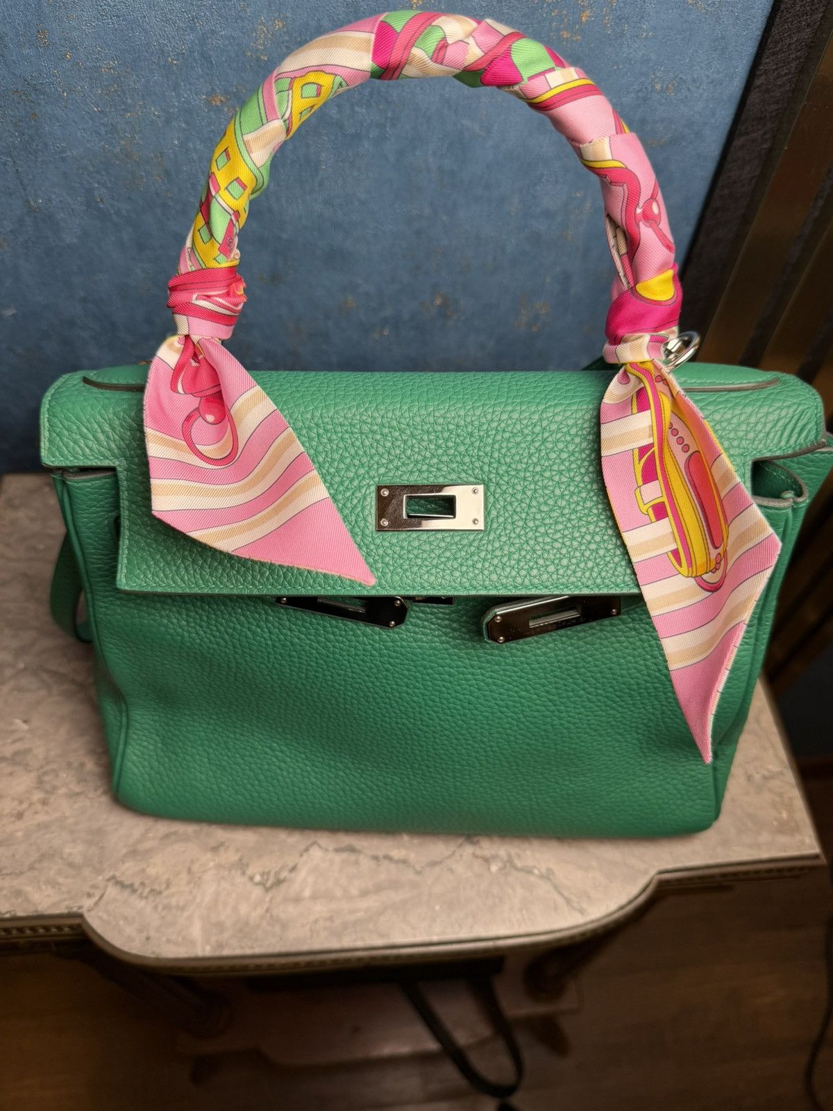 Hermes Kelly Bag 28 Clemence Leather Stamp A Vert Vertigo Size ONE SIZE - 8 Thumbnail