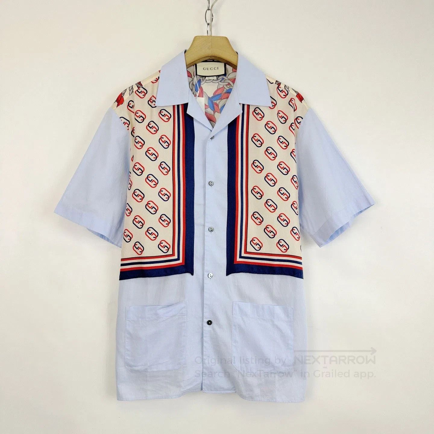 Gucci Gucci Blue Lion Head Print Short-Sleeve Shirt. Size US S / EU 44-46 / 1 - 1 Thumbnail
