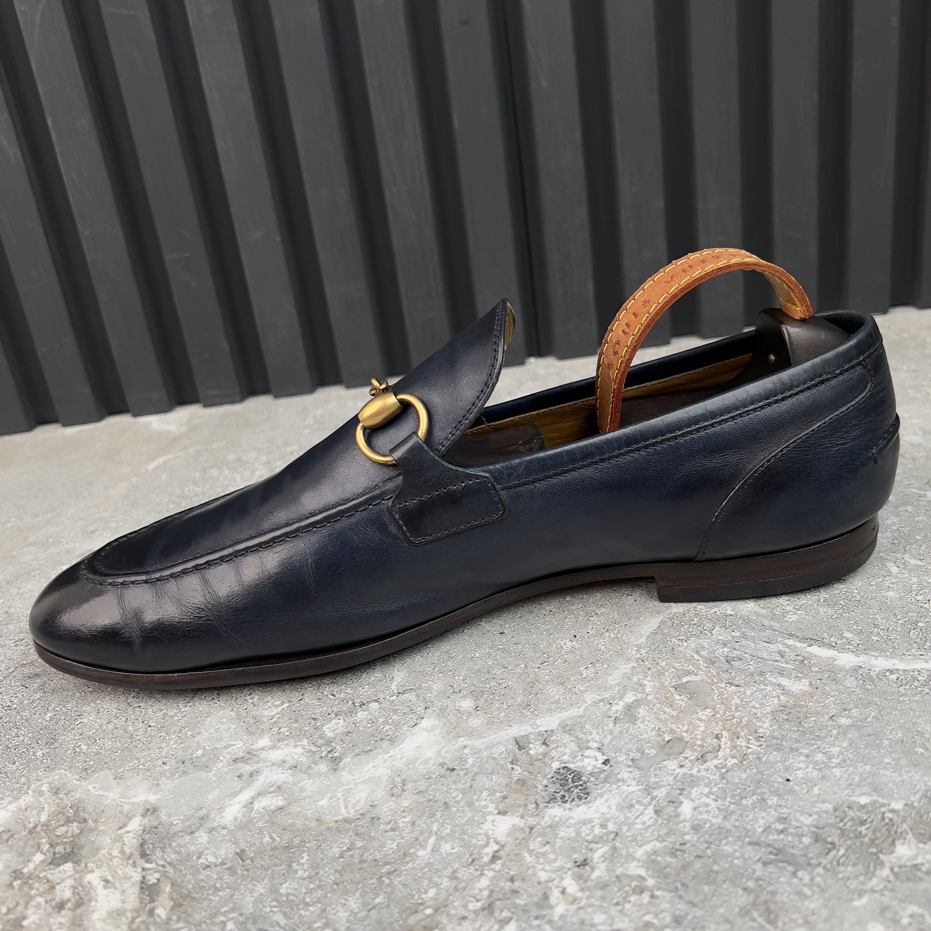 Gucci Jordaan Horsebit Loafers Blue Patina Leather Size US 8 / EU 41 - 5 Thumbnail