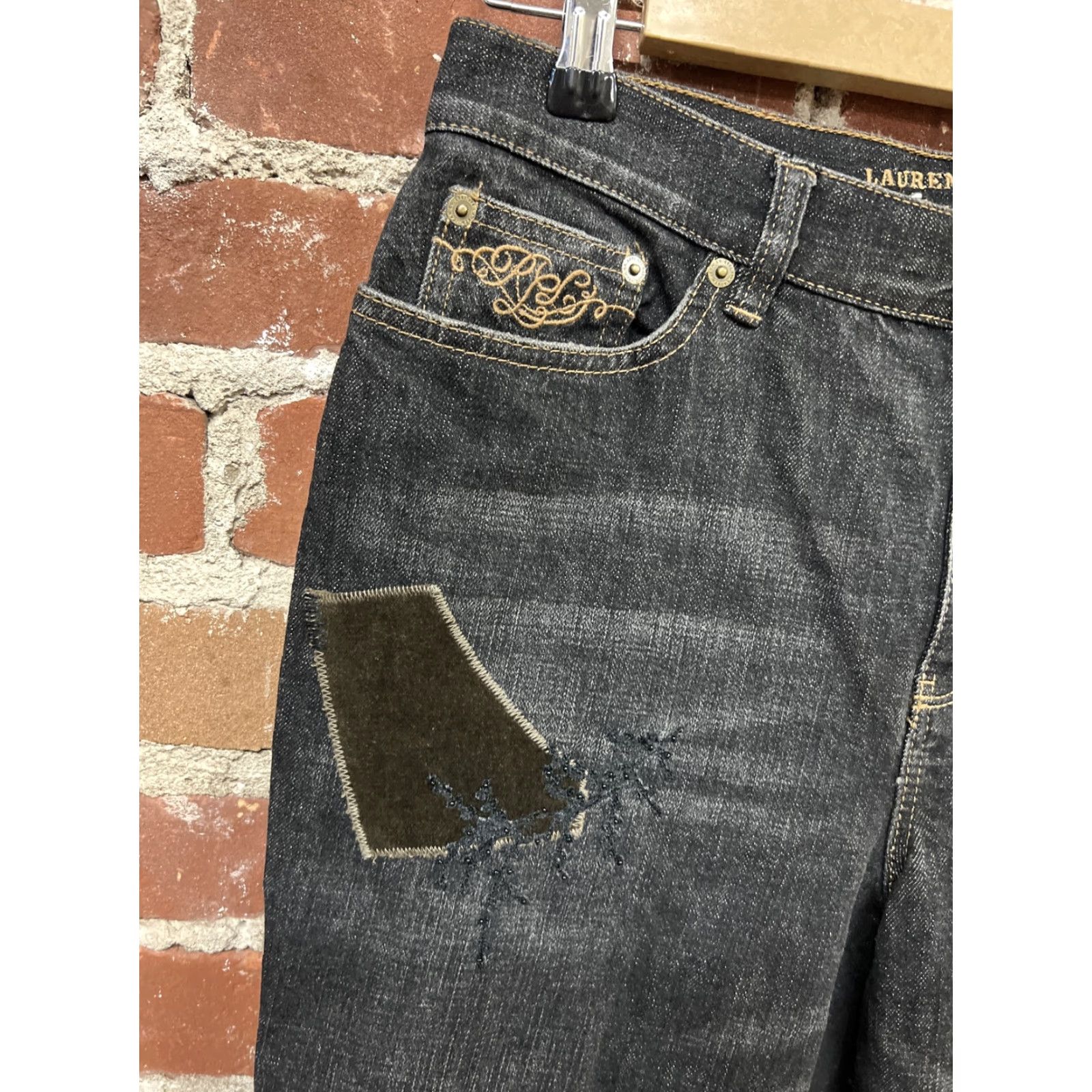 Ralph Lauren Lauren Ralph Lauren Womens Jeans Bootcut Dark Black Patch 8 Regular Slim Fit Shirt? Size 30" / US 8 / IT 44 - 3 Thumbnail