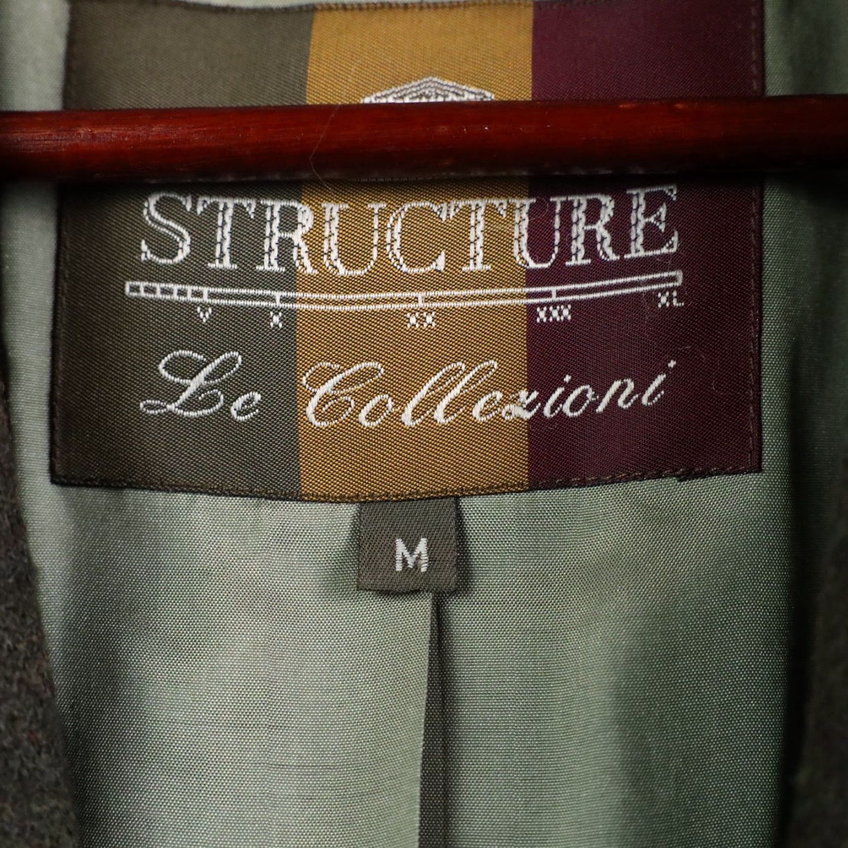 Olive VINTAGE Structure Blazer Jacket Mens M Wool Cashmere Olive Green Hong Kong 90s Size 40R - 4 Thumbnail