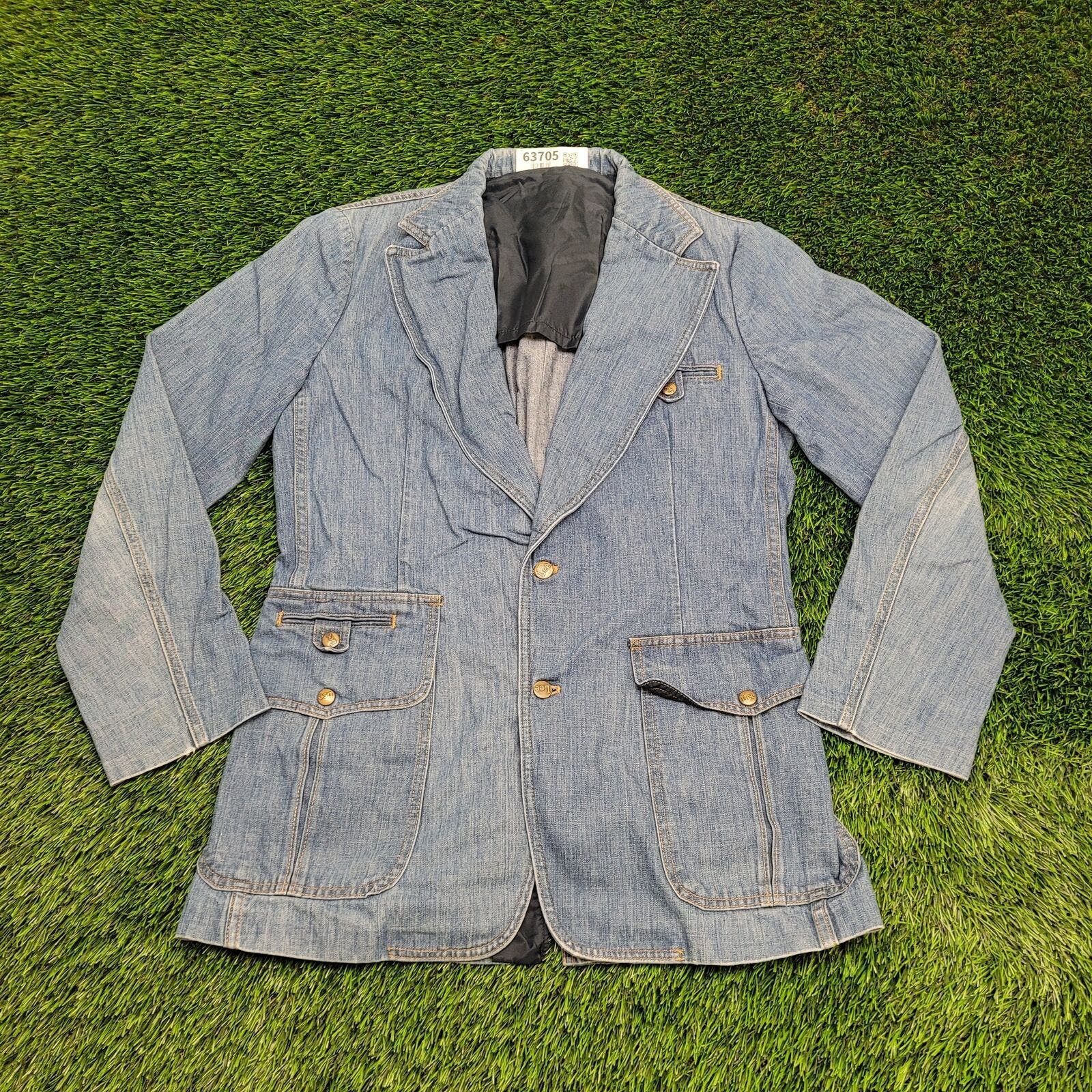 image of VTG 80's Lee Sanfor-Set Chambray Blazer Jacket Womens L 19X31 in Blue (Size Large)