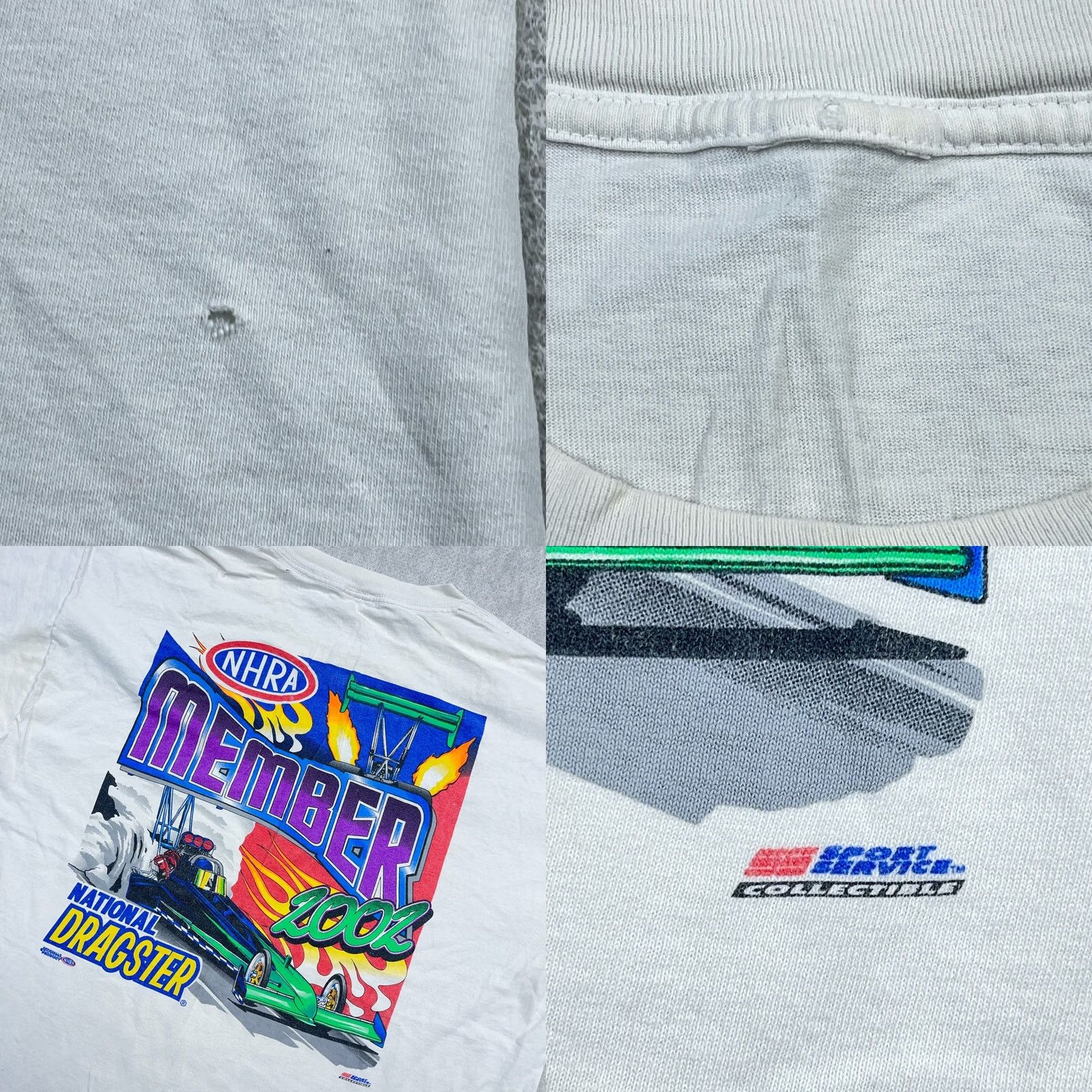 Vintage VINTAGE NHRA Shirt Men 2XL White Drag Racing Tee Y2K Grunge Stained Worn Graphic Print Short Sleeve Crew Neck Logo Decade: 90s Size US XXL / EU 58 / 5 - 8 Thumbnail