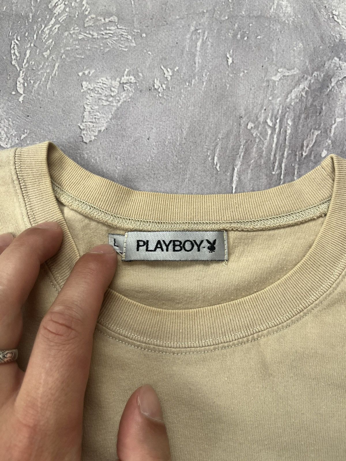 Playboy Playboy “ If You Don’t Swing Don’t Ring ” Beige T-Shirt Size US L / EU 52-54 / 3 - 6 Thumbnail