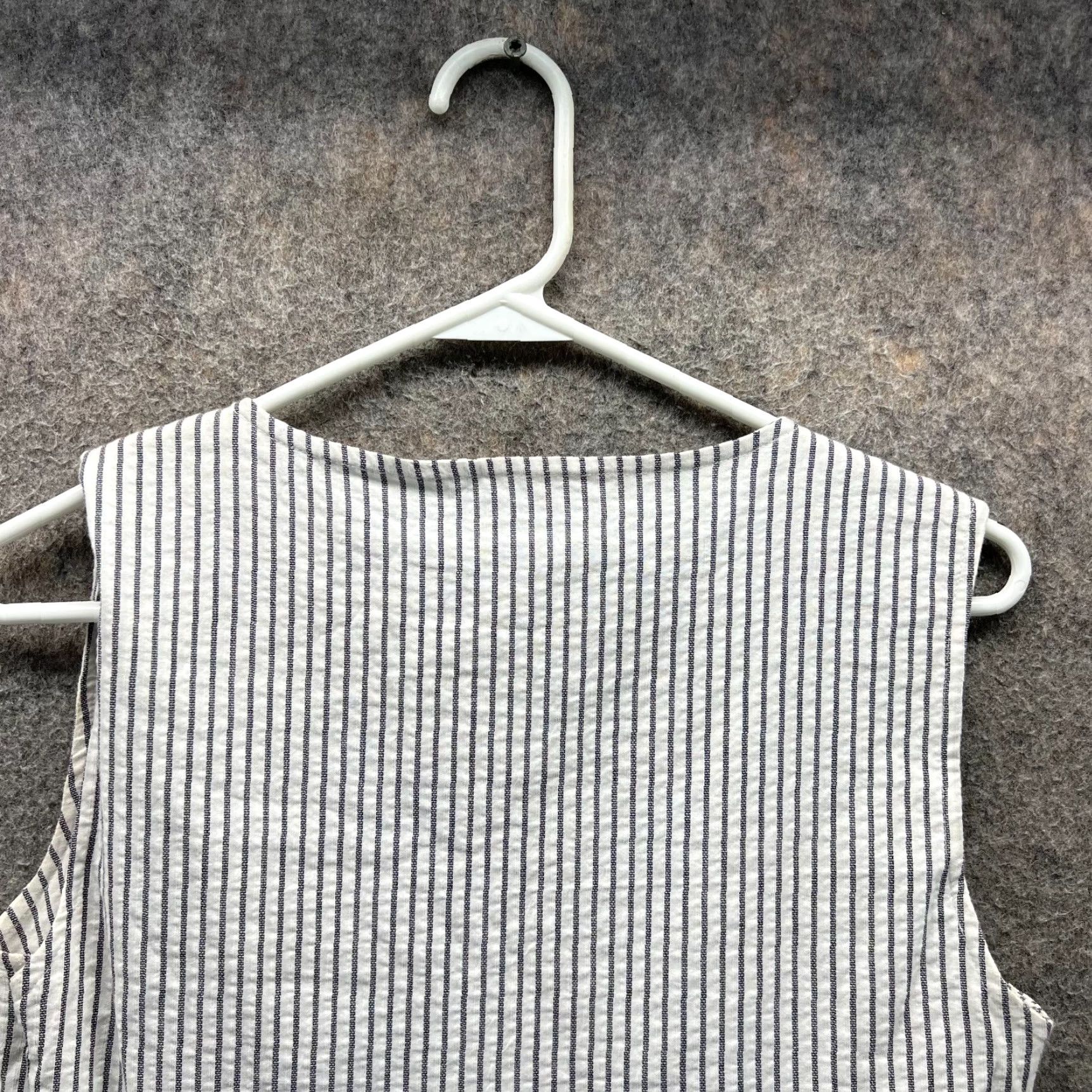 Tommy Hilfiger Tommy Hilfiger Dress Women 8 White Striped Sleeveless Cotton A-Line V-Neck Knitted Pullover Casual Party/Cocktail Travel Knee Length Size M / US 6-8 / IT 42-44 - 7 Thumbnail