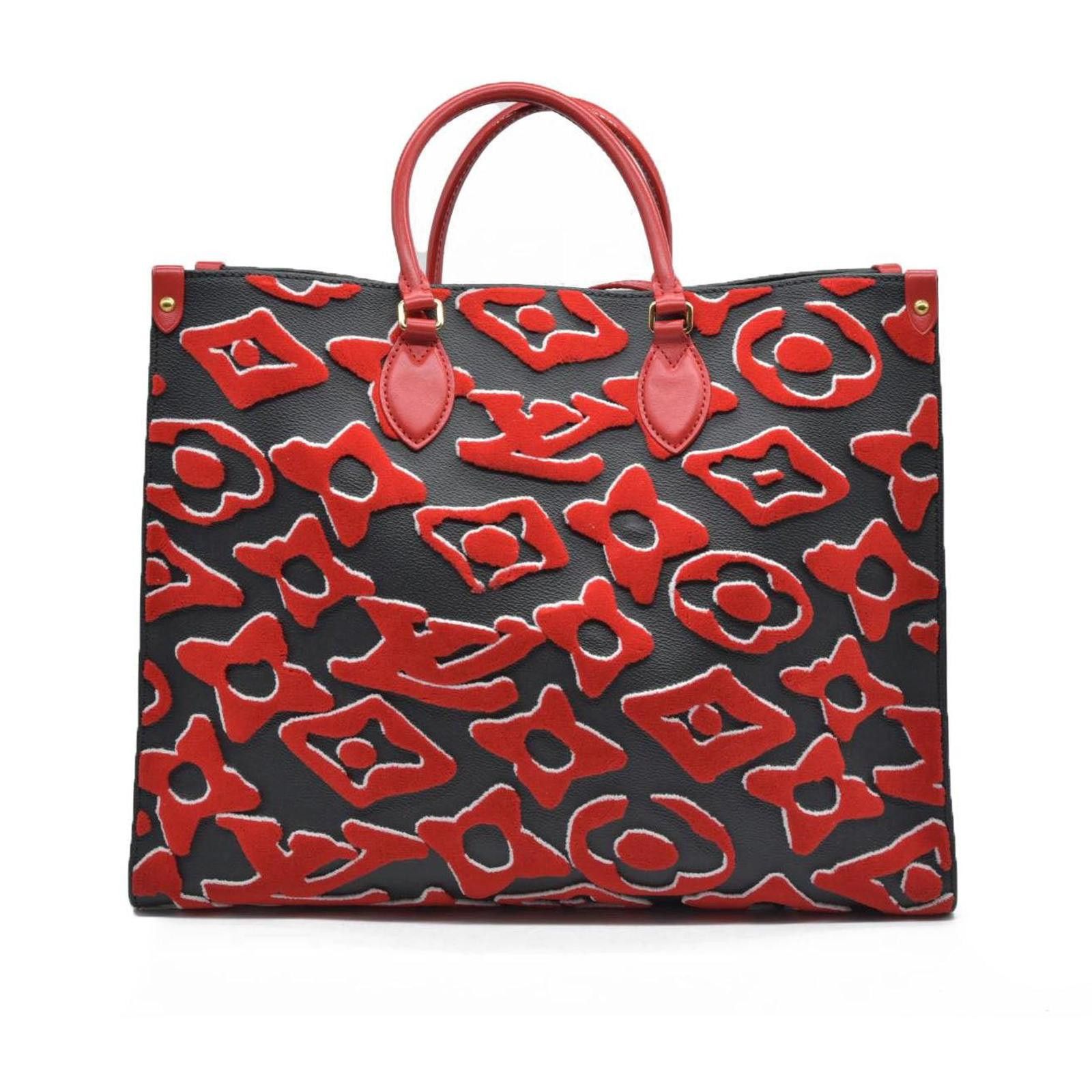 Louis Vuitton $3850 Louis Vuitton x Urs Fischer On the Go GM Red Black Size ONE SIZE - 1 Thumbnail