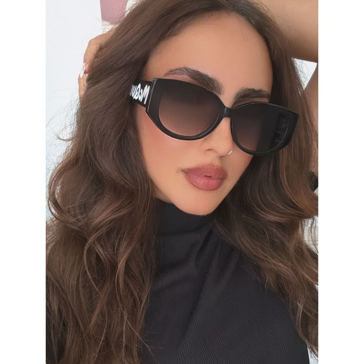 NEW Alexander McQueen AM0330S Black Oval Sunglasses