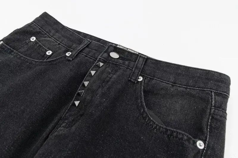 Japanese Brand Baggy Y2k patchwork side rivets flared jeans trousers Size US 32 / EU 48 - 4 Thumbnail