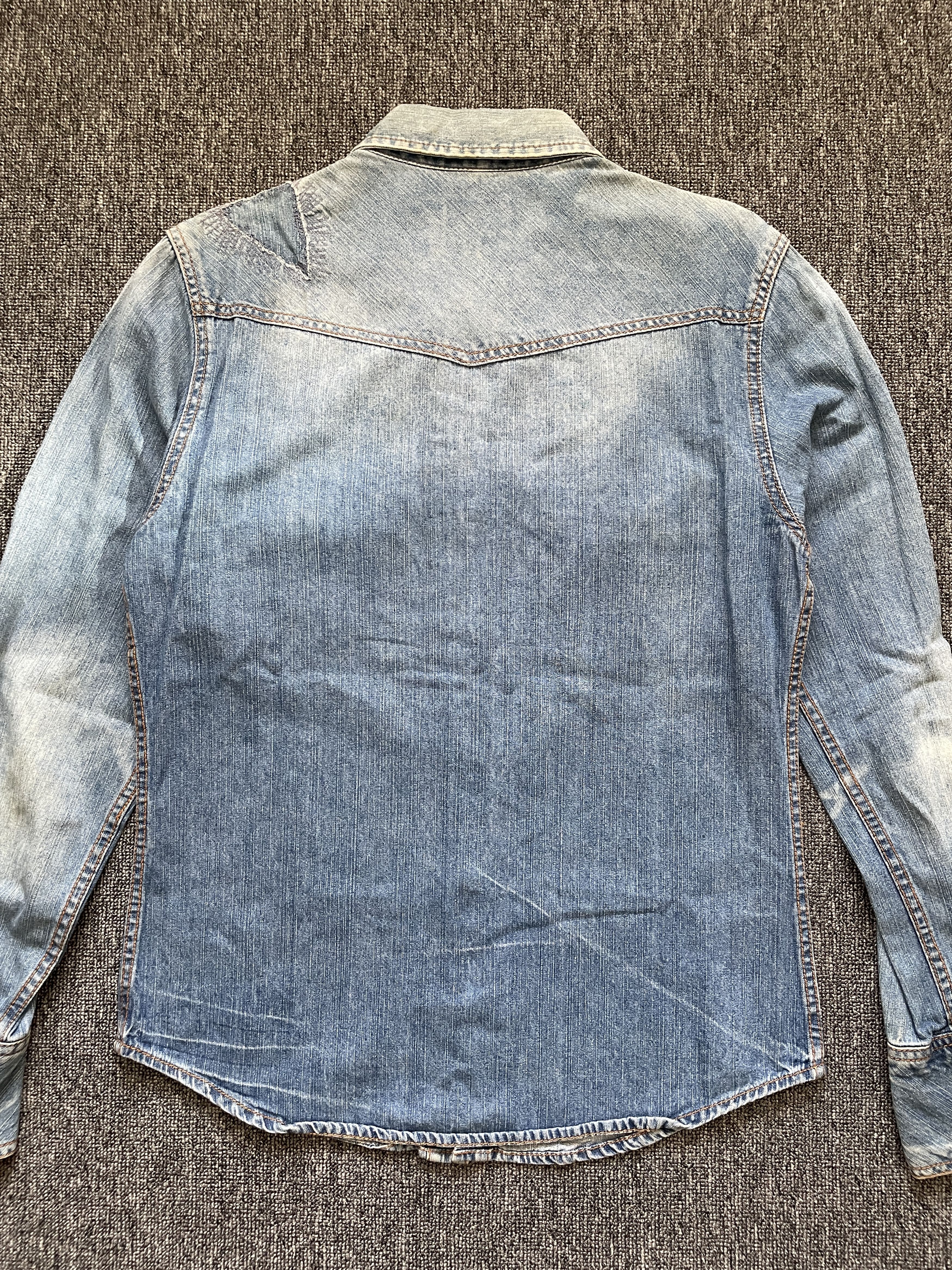 JACKROSE Jack Rose Classic Distressed Western Cowboy Denim Shirt Size US M / EU 48-50 / 2 - 9 Thumbnail