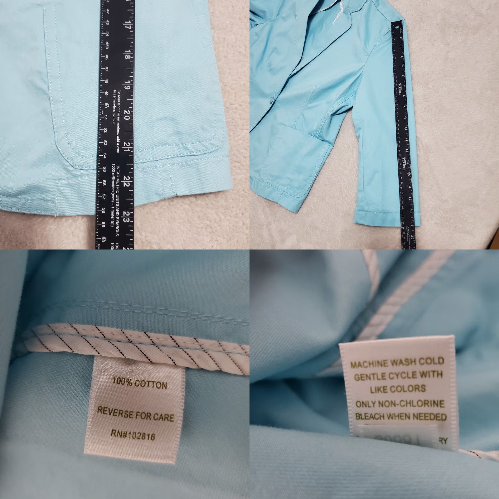Vintage Garnet Hill Blazer Women 12 Light Blue Cotton One Button Pockets Academia Size XL / US 12-14 / IT 48-50 - 8 Thumbnail