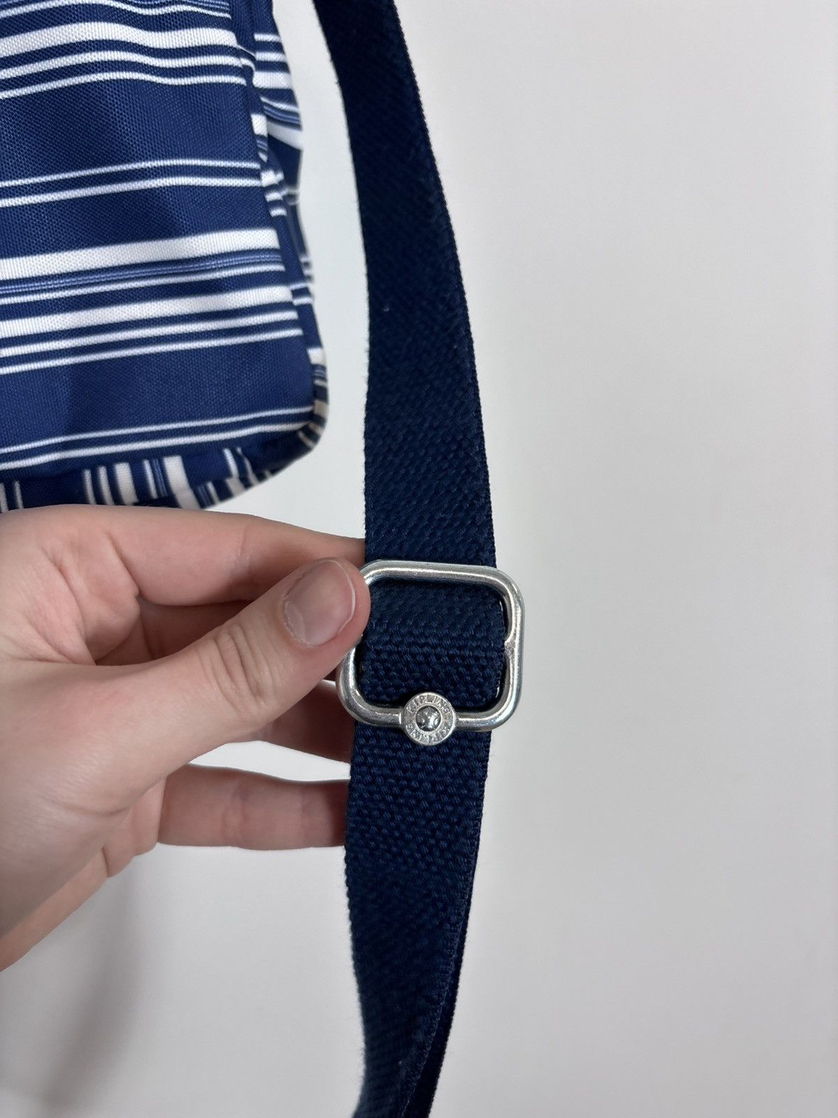 Japanese Brand Kipling Y2K Blue/White Striped Handbag Shoulder Crossbody Size ONE SIZE - 6 Thumbnail