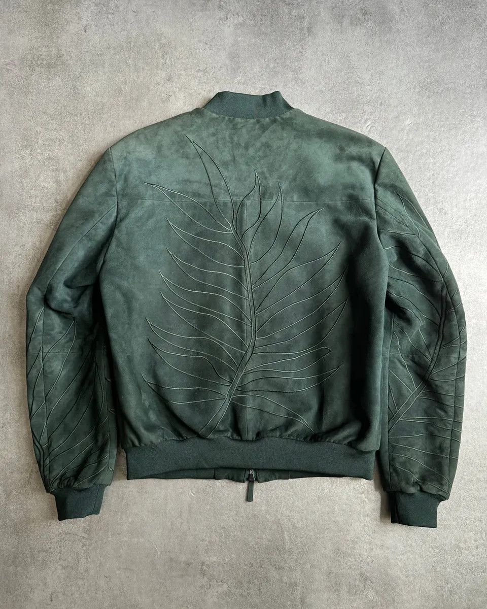 Emporio Armani AW2018 Emporio Armani Olive Leaves Natural Leather Bomber Jacket Size US M / EU 48-50 / 2 - 2 Thumbnail