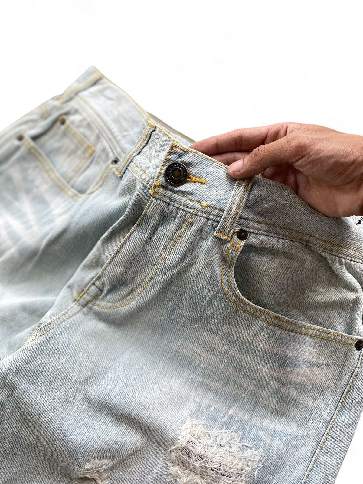 Japanese Brand × Tete Homme tete homme ripped denim pants Size US 32 / EU 48 - 4 Thumbnail