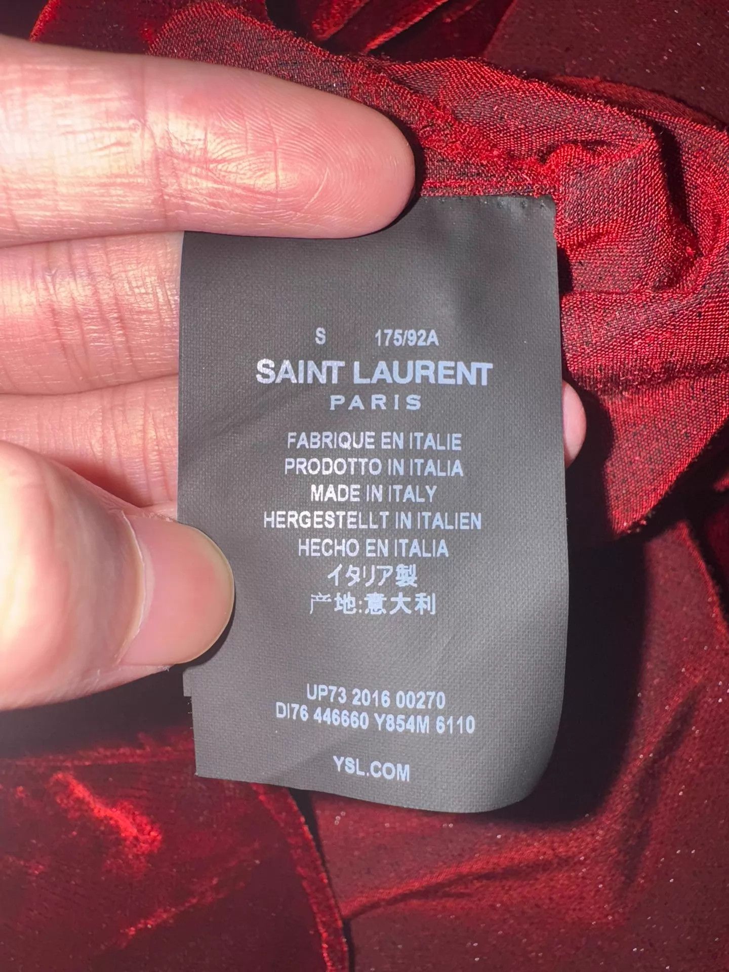 Saint Laurent Paris Authentic Saint Laurent SLP16FW Court Style Velvet Shirt Size US S / EU 44-46 / 1 - 8 Thumbnail