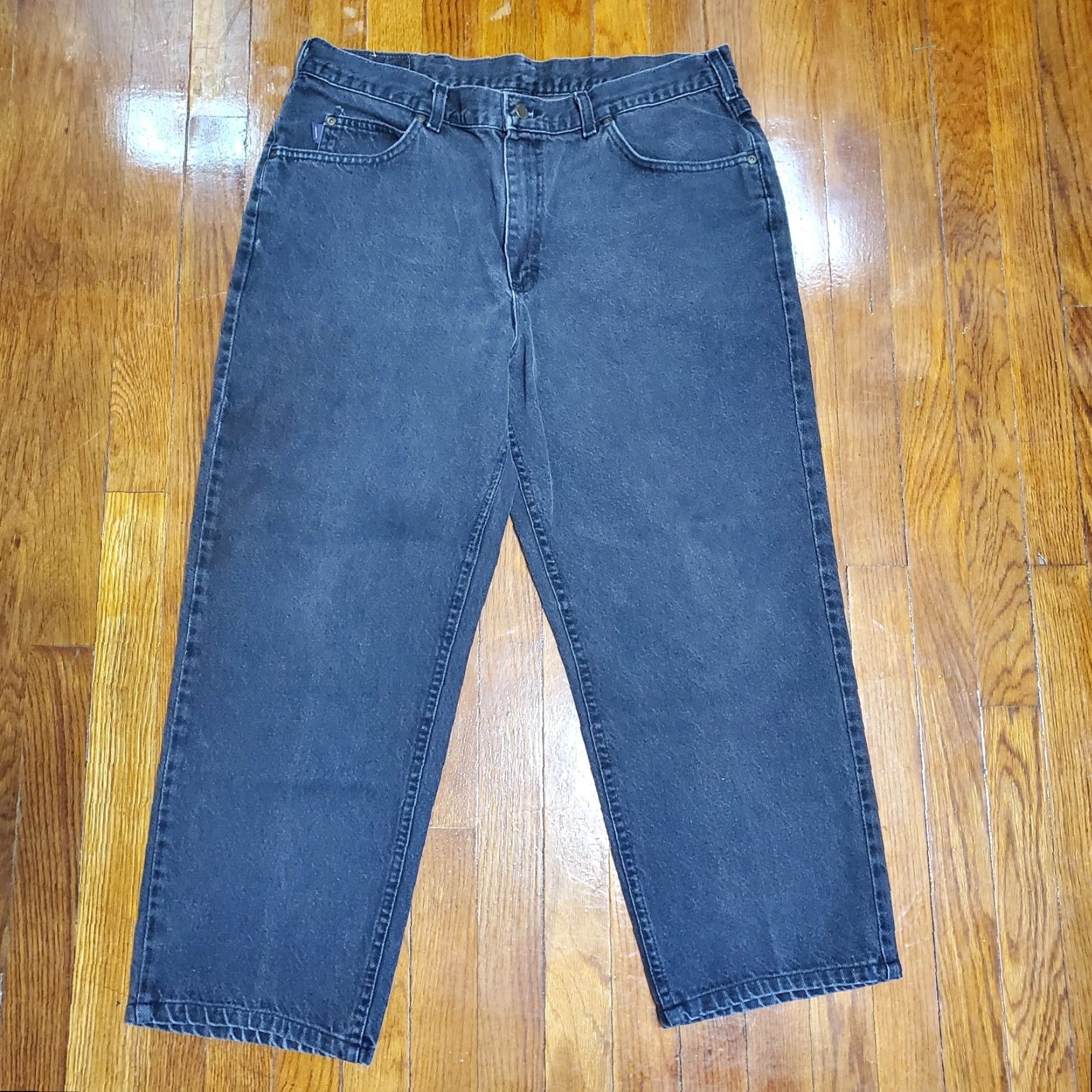 Lee VINTAGE Lee Regular Jeans Mens 38x25 Black Wash 90s Straight 5-Pocket Denim 100% Cotton Size US 38 / EU 54 - 4 Thumbnail