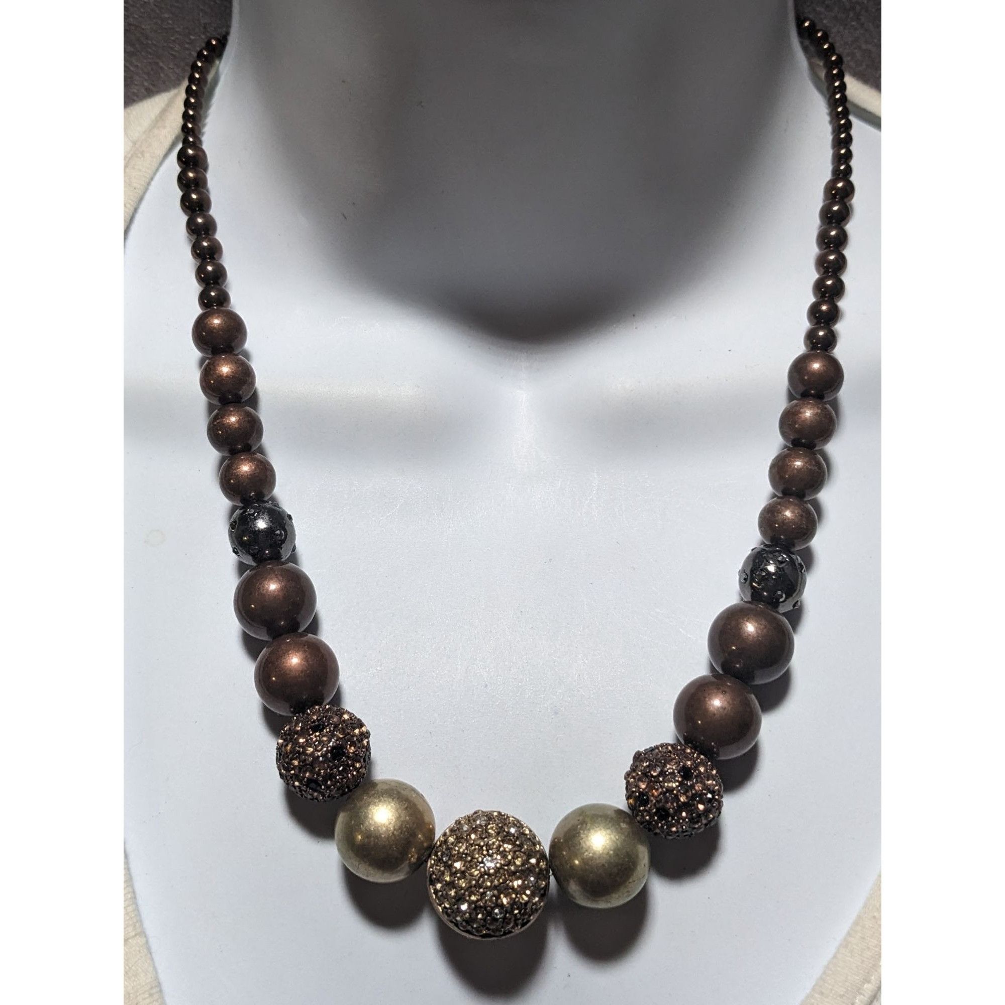 Chicos Chico's Vintage Brown & Gold Beaded Necklace Size ONE SIZE - 5 Thumbnail