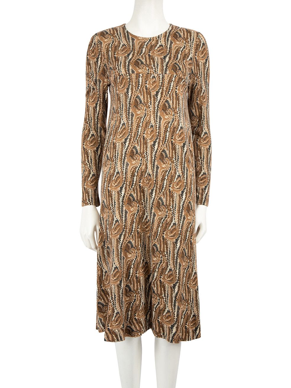 image of Diane Von Furstenberg Vintage 70’S Brown Print Dress, Women's (Size XL)