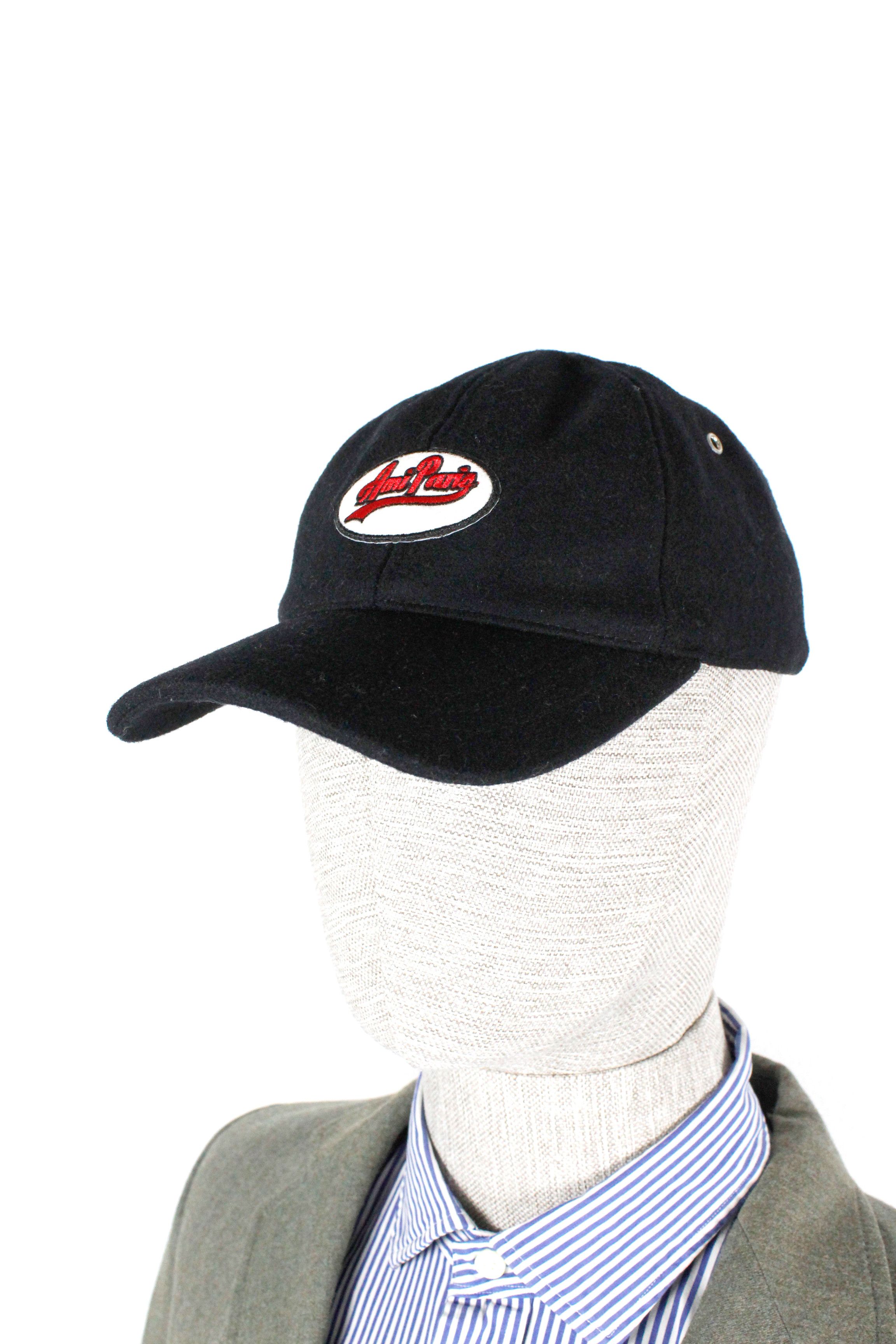 AMI AMI Paris Black Wool Logo Applique Cap Hat Size ONE SIZE - 1 Thumbnail