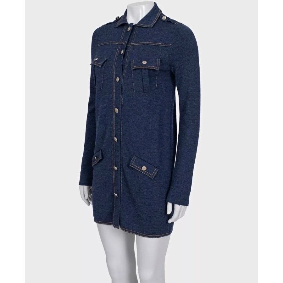 Chanel Chanel Blue Wool & Silk Dress Sz. FR36 / S Size S / US 4 / IT 40 - 2 Thumbnail