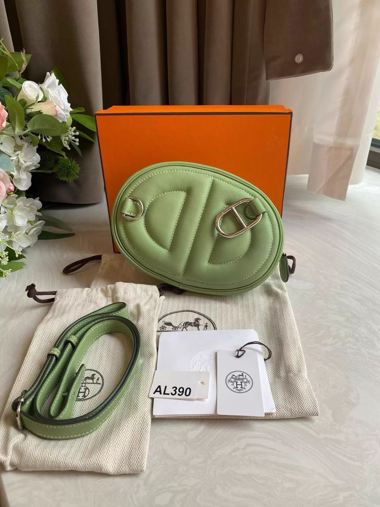 Hermes Hermes Belt Bag 3I Avocado Green Silver Y Stamp NM 18x13x3 Size ONE SIZE - 7 Thumbnail