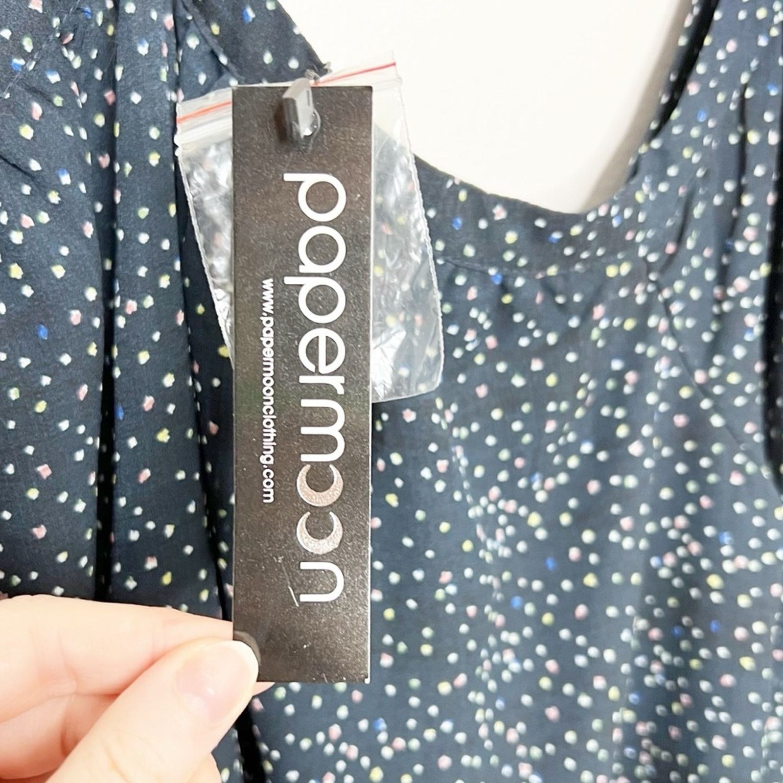 Other New with Tags Papermoon Women's Lidia Polka Dot Navy Blouse Size M / US 6-8 / IT 42-44 - 14 Thumbnail