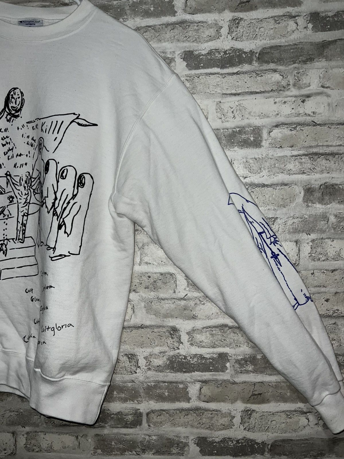 G59 Records CULT GLORIA - DRAWINGS CHAMPION CREWNECK (WHITE) MEDIUM Size US M / EU 48-50 / 2 - 7 Thumbnail