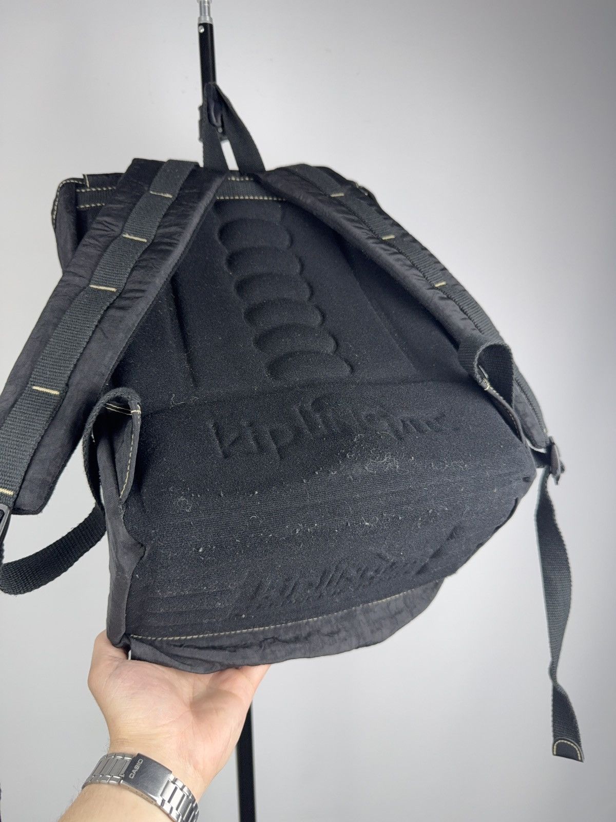 Vintage Kipling Backpack Black Outdor Nylon Y2K Big Logo Rucksack Size ONE SIZE - 6 Thumbnail