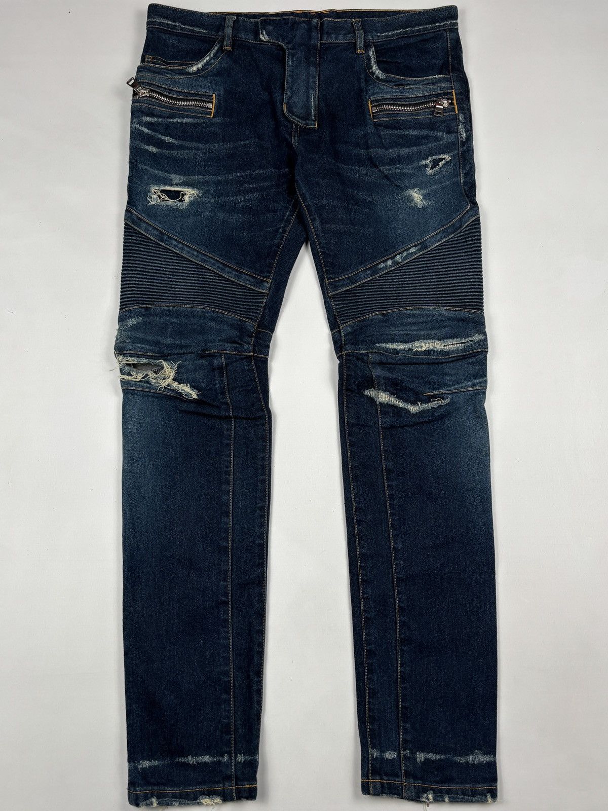 Balmain F/W 2016 Distressed Biker Denim Jeans Size US 37 - 1 Thumbnail
