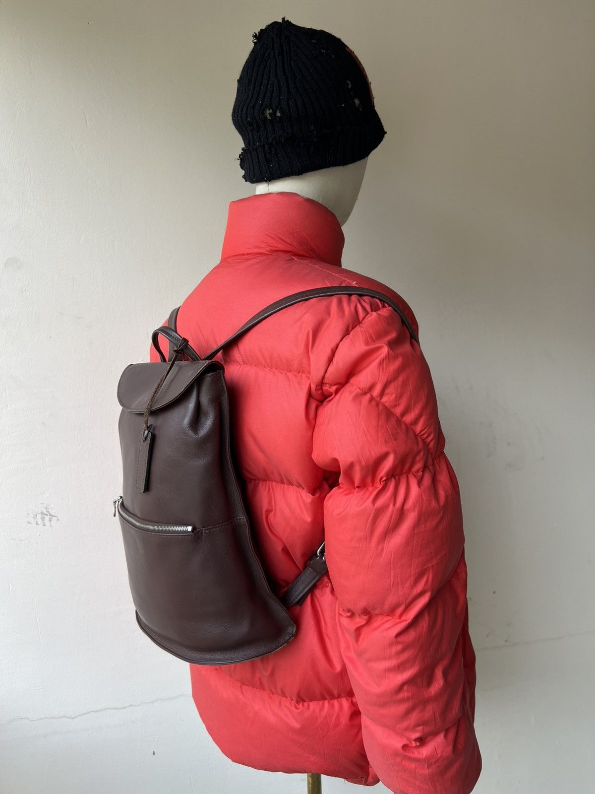Leather Vintage Yohji Yamamoto Y’saccs Patina Leather Backpack Bag Size ONE SIZE - 4 Thumbnail