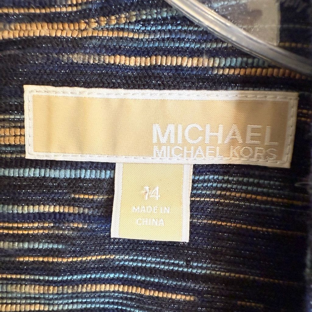 Michael Kors Women's Michael Kors Dress 14 Blue Tan Sleeveless Size XL / US 12-14 / IT 48-50 - 7 Thumbnail
