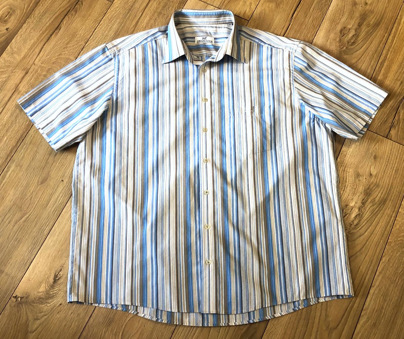 Other Men's striped shirt blue-white-beige 3XL Jim Spencer Size US XXL / EU 58 / 5 - 1 Thumbnail