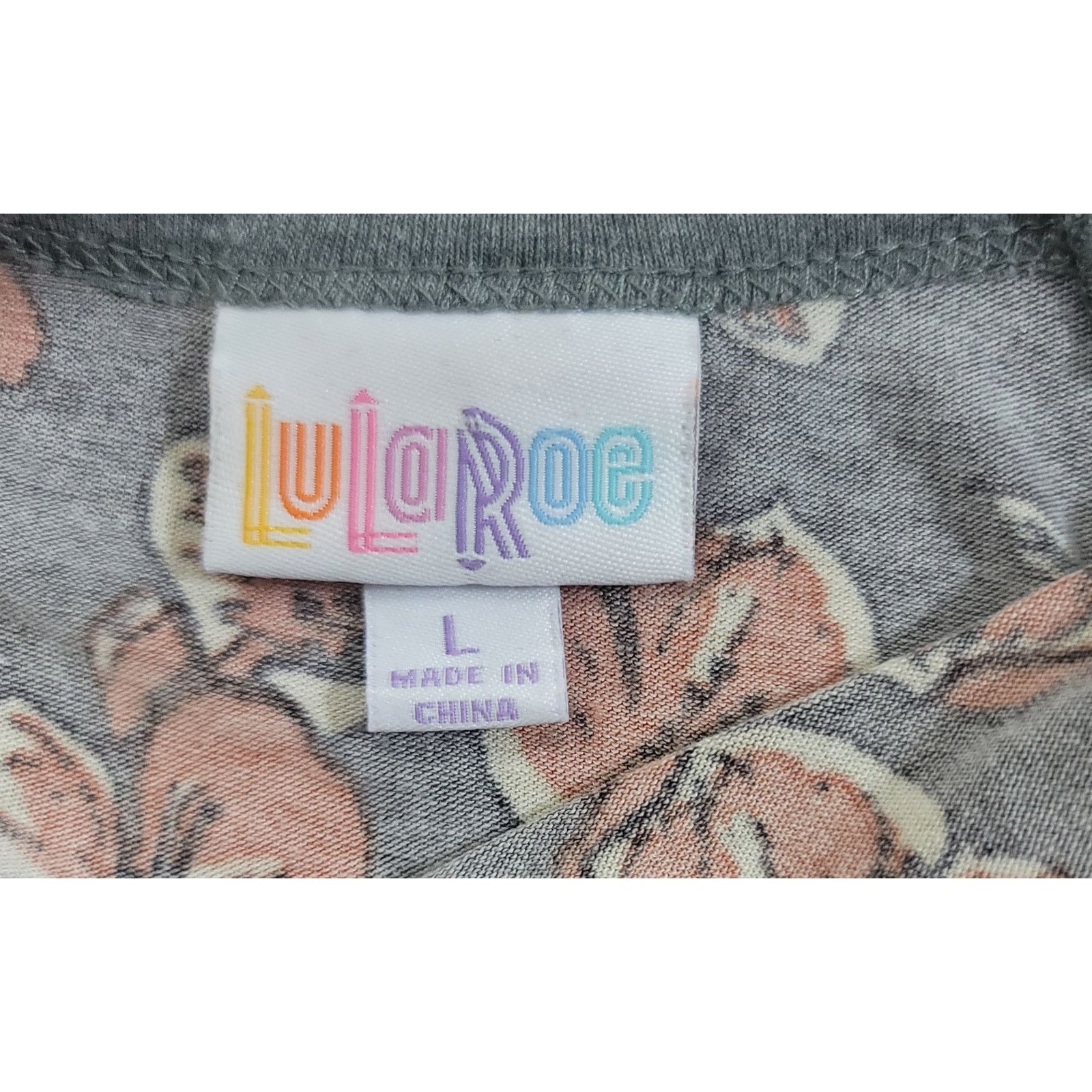 Other LuLaRoe Gray Blue Floral Print Top Large Raglan 3/4 Sleeves Size L / US 10 / IT 46 - 3 Thumbnail