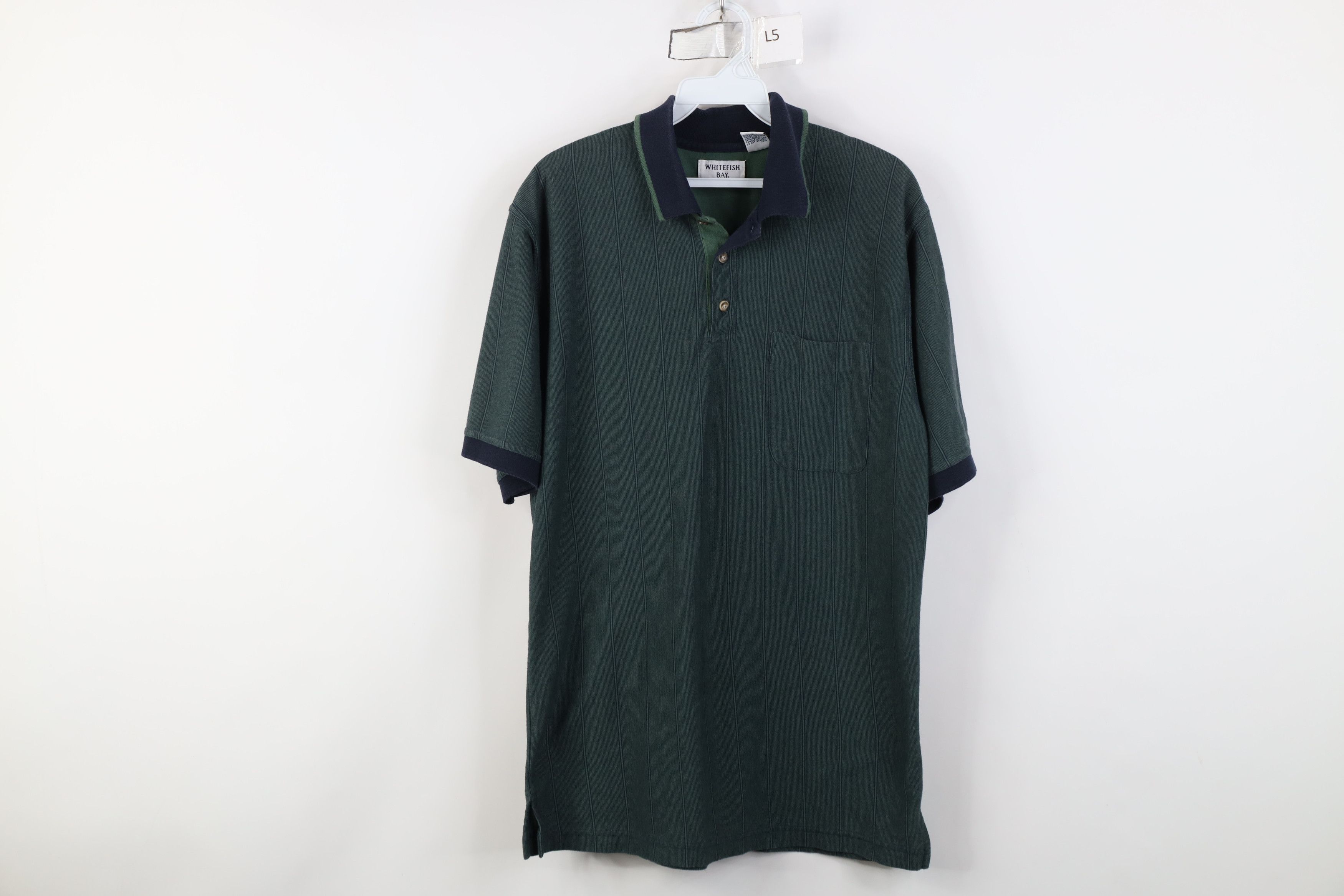 Vintage Vintage 90s Streetwear Striped Knit Golf Polo Shirt Green Size US M / EU 48-50 / 2 - 1 Thumbnail