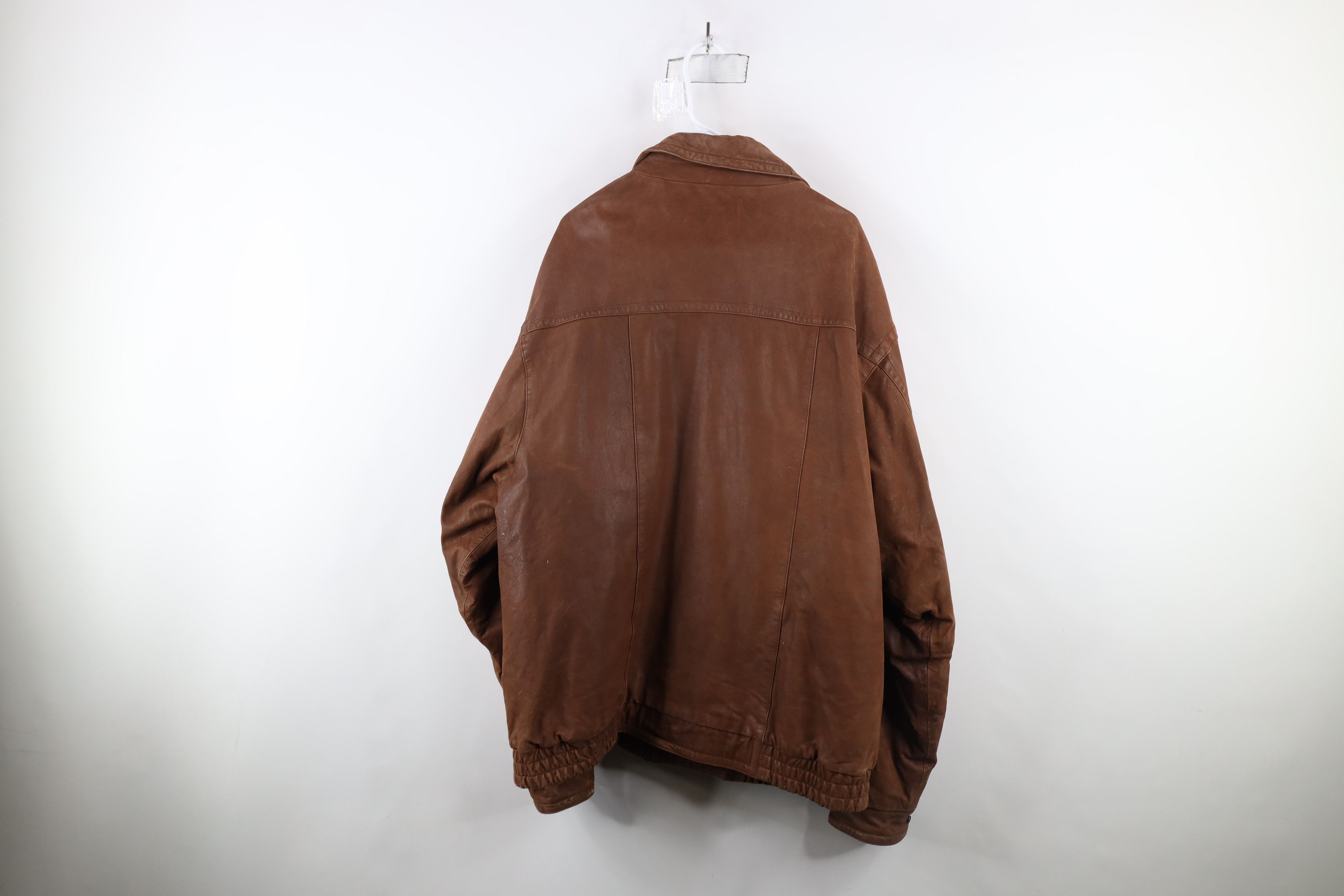 Vintage Vintage 90s Streetwear Quilted Leather Bomber Jacket Brown Size US XXL / EU 58 / 5 - 14 Thumbnail
