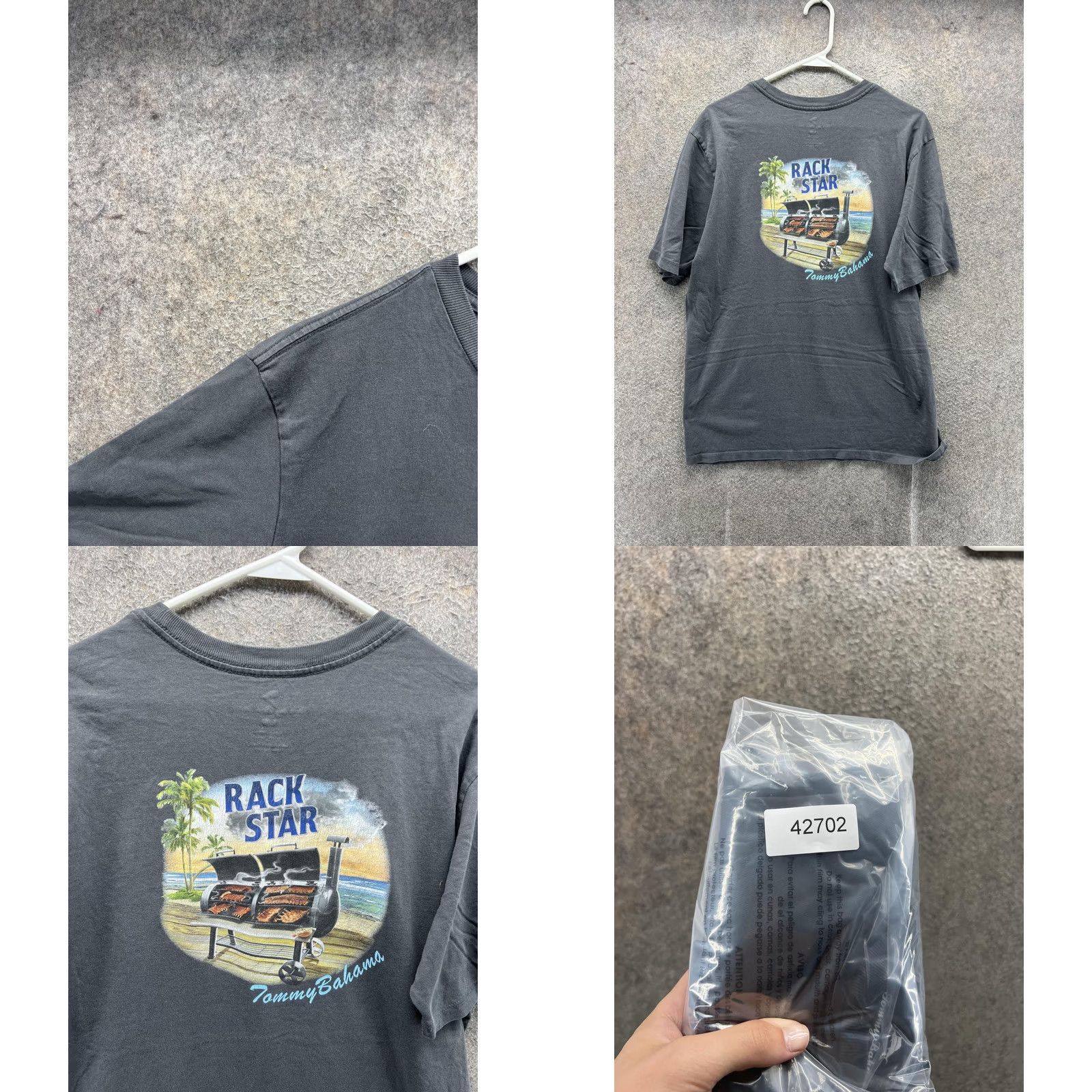 Tommy Bahama Tommy Bahama Shirt Mens Large Gray Logo Cotton Tee Short Sleeve Crew Neck Casual Soft for Summer Mens Size US L / EU 52-54 / 3 - 8 Thumbnail