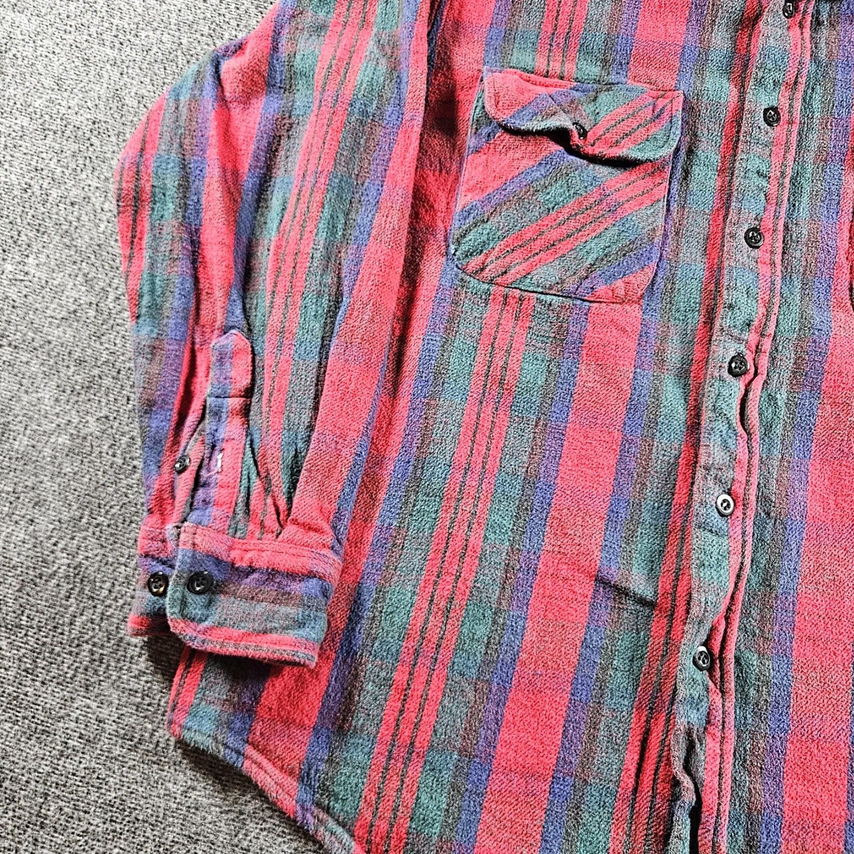 Vintage FIVEBROTHER Shirt Mens L Red Striped Flannel Button Front Pockets Casual Size US L / EU 52-54 / 3 - 2 Thumbnail